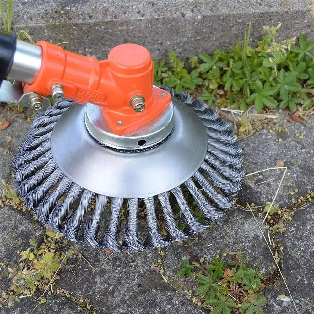 Auhafaly Boomway 150mm / 6 inch Steel Wire Trimmer Head Round Steel Wire Brush Grass Brush Cutter String Trimmer Replacement for Garden Brick Road Pav BW0802