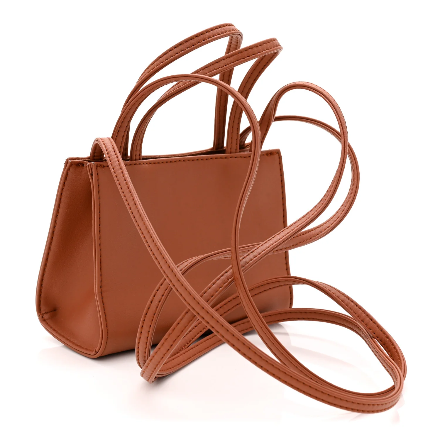 Vegan Leather Small Shopping Bag Tan