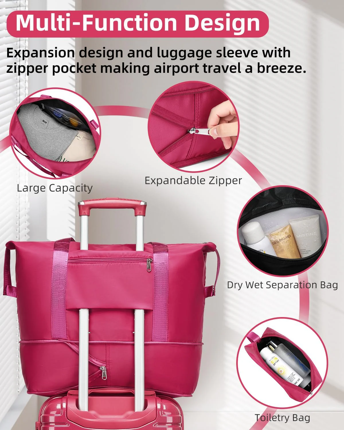 Ensemble de 6 valises, ensemble de valises rigides extensibles avec roulettes multidirectionnelles, ensemble de bagages à roulettes légers