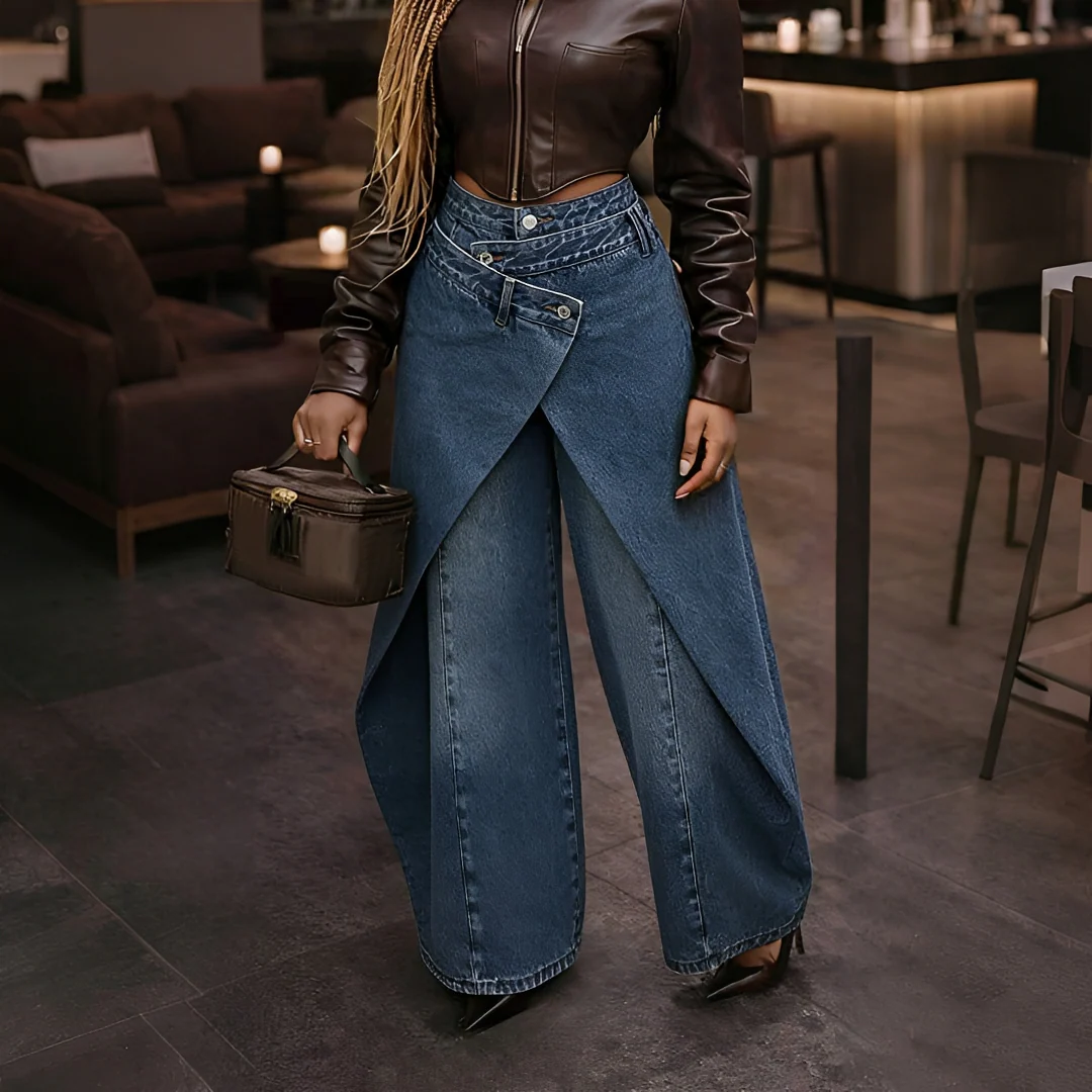 Cheska - Pantalon Élégant à Devant Croisé