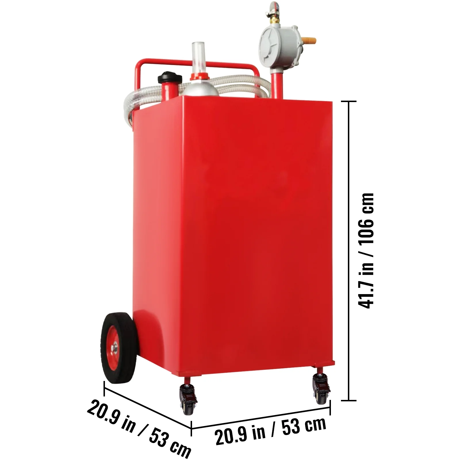 With Manuel Transfer Pump, 35 Gallon Gas Caddy, Fuel Storage Tank with 4 Wheels, Portable Fuel Caddy Gasoline Diesel Fuel Container for ATVs, Boats Image 8