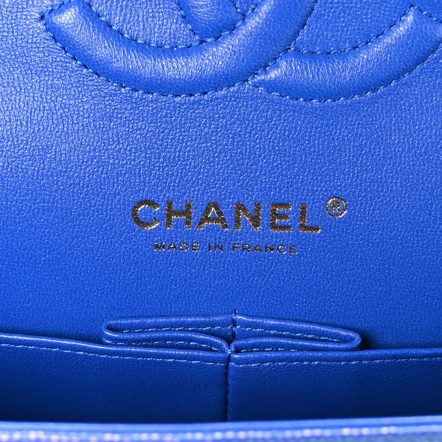 Iridescent Caviar Quilted Medium Double Flap Blue