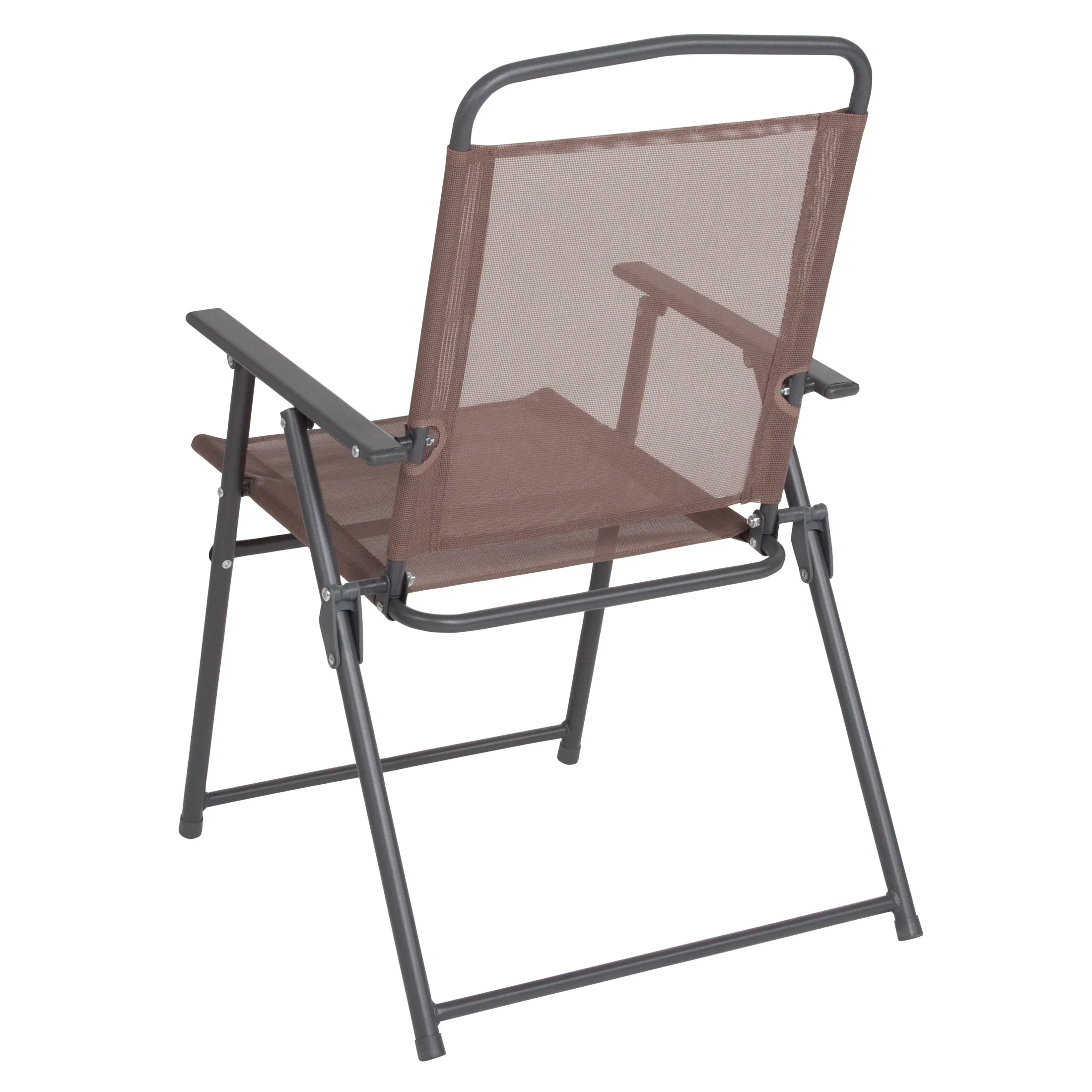 Flash Furniture Nantucket 6 Piece Black Patio Garden Set with Umbrella Table and Set of 4 Folding Chairs