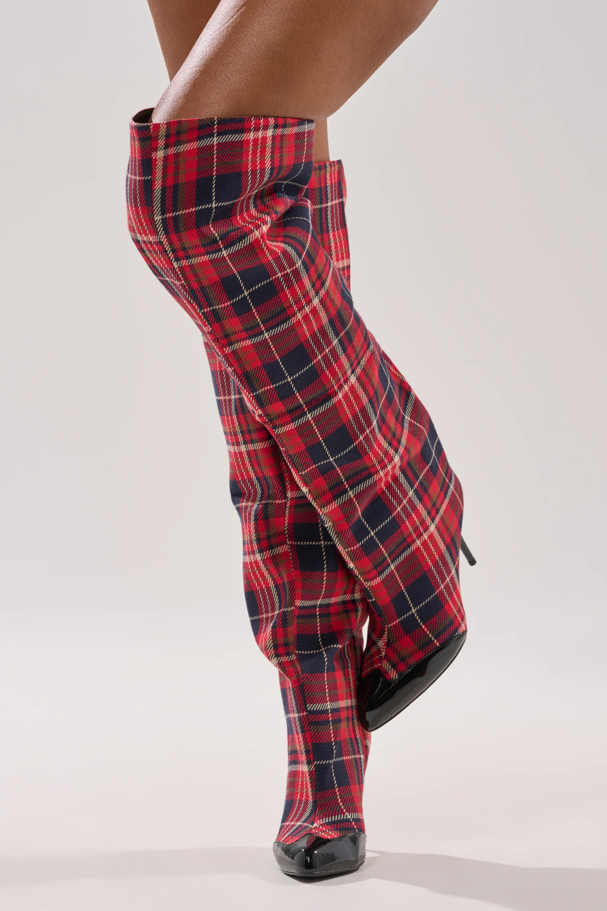 AZALEA WANG LOCHANA MULTI PLAID FLANNEL SEXY BOOT - Akira Store
