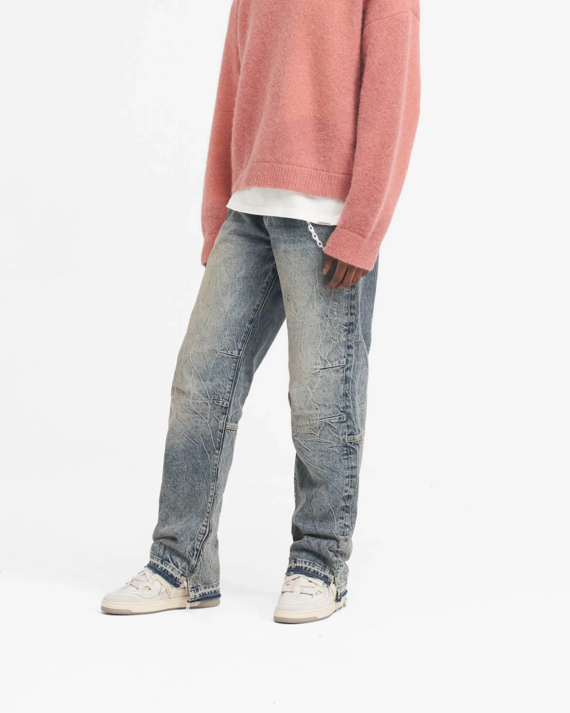 R2 Stepped Hem Denim - Mid Blue