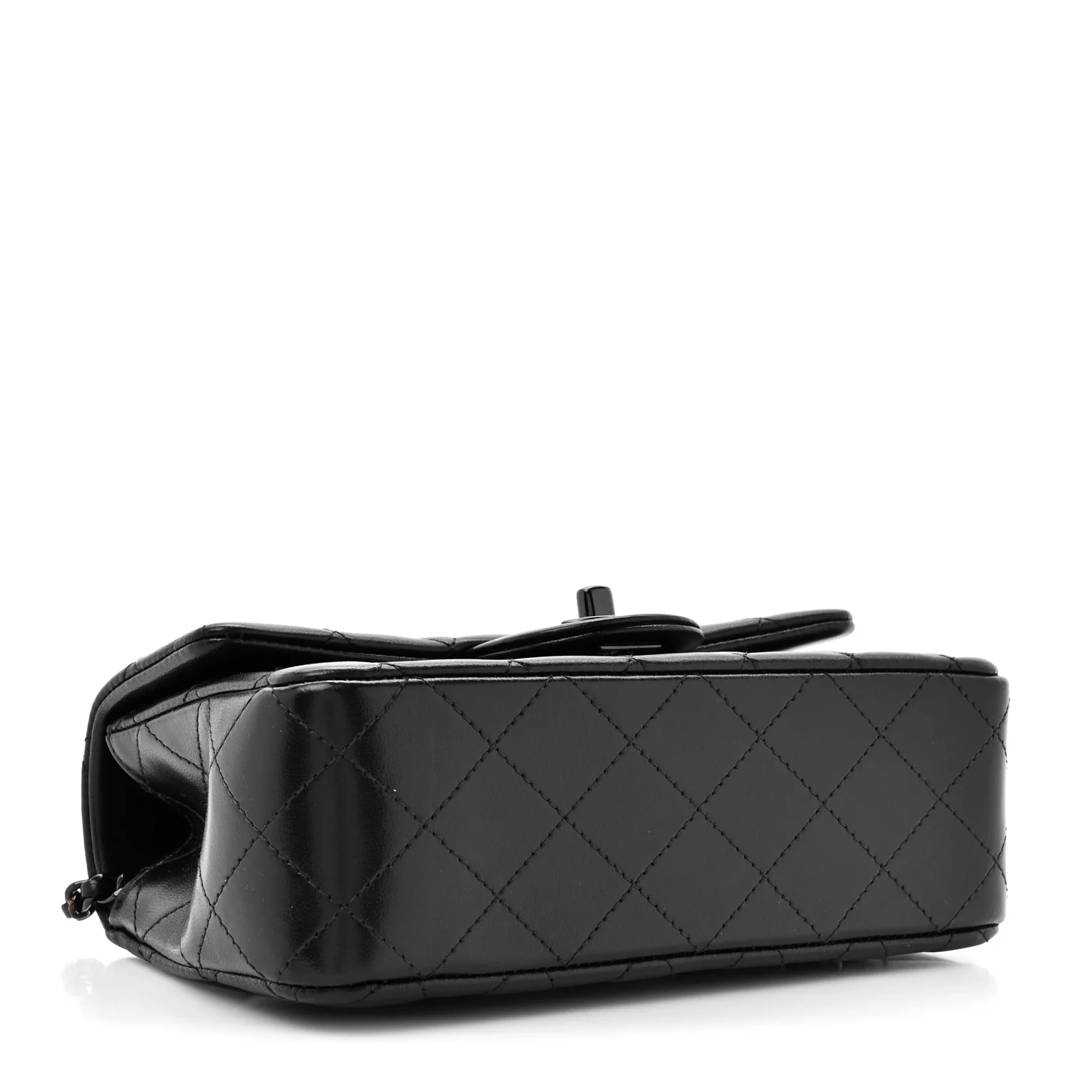 Lambskin Quilted Mini Top Handle Rectangular Flap So Black