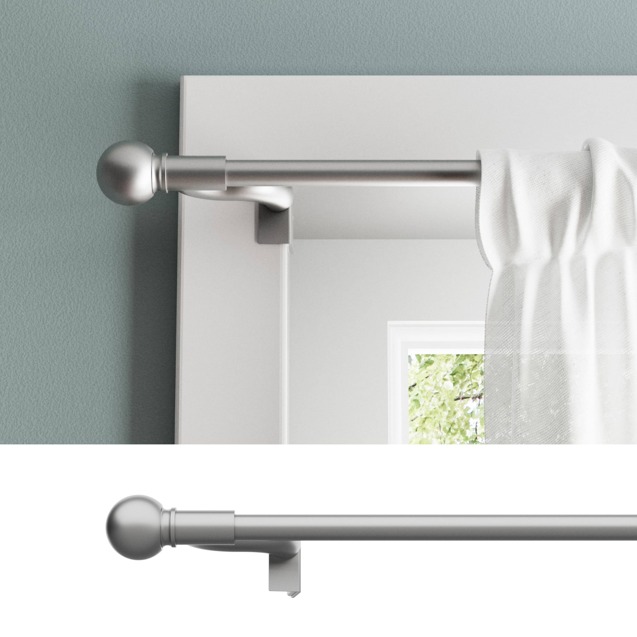 Maytex Twist and Shout Smart Window Curtain Hardware Rod, 28-48 inch, Brushed