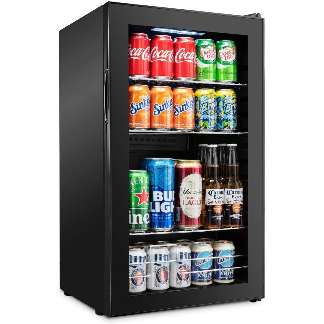 Ivation 19 in. 126 Can Freestanding Beverage Refrigerator Ultra Cool Mini Drink Fridge, Black