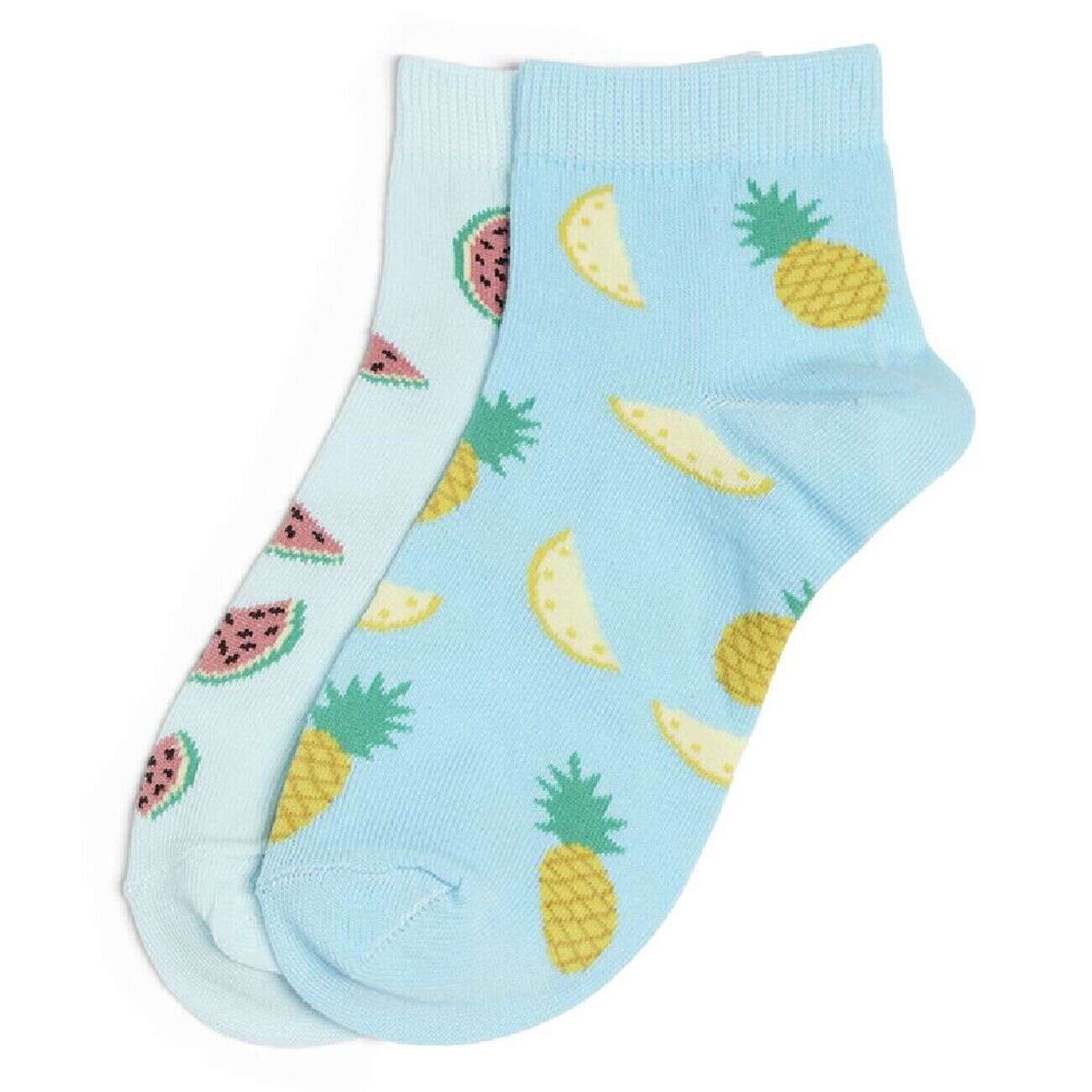 Chaussettes dépareillées basses motif pastèque/ananas - T36/40