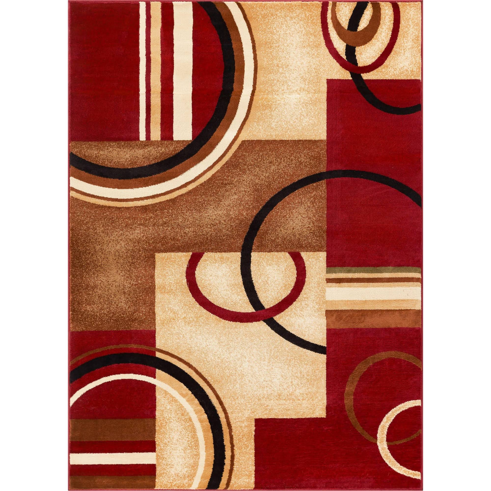 Well Woven Deco Rings Red Geometric Modern Casual Area Rug 3x5 4x6 ( 3'11