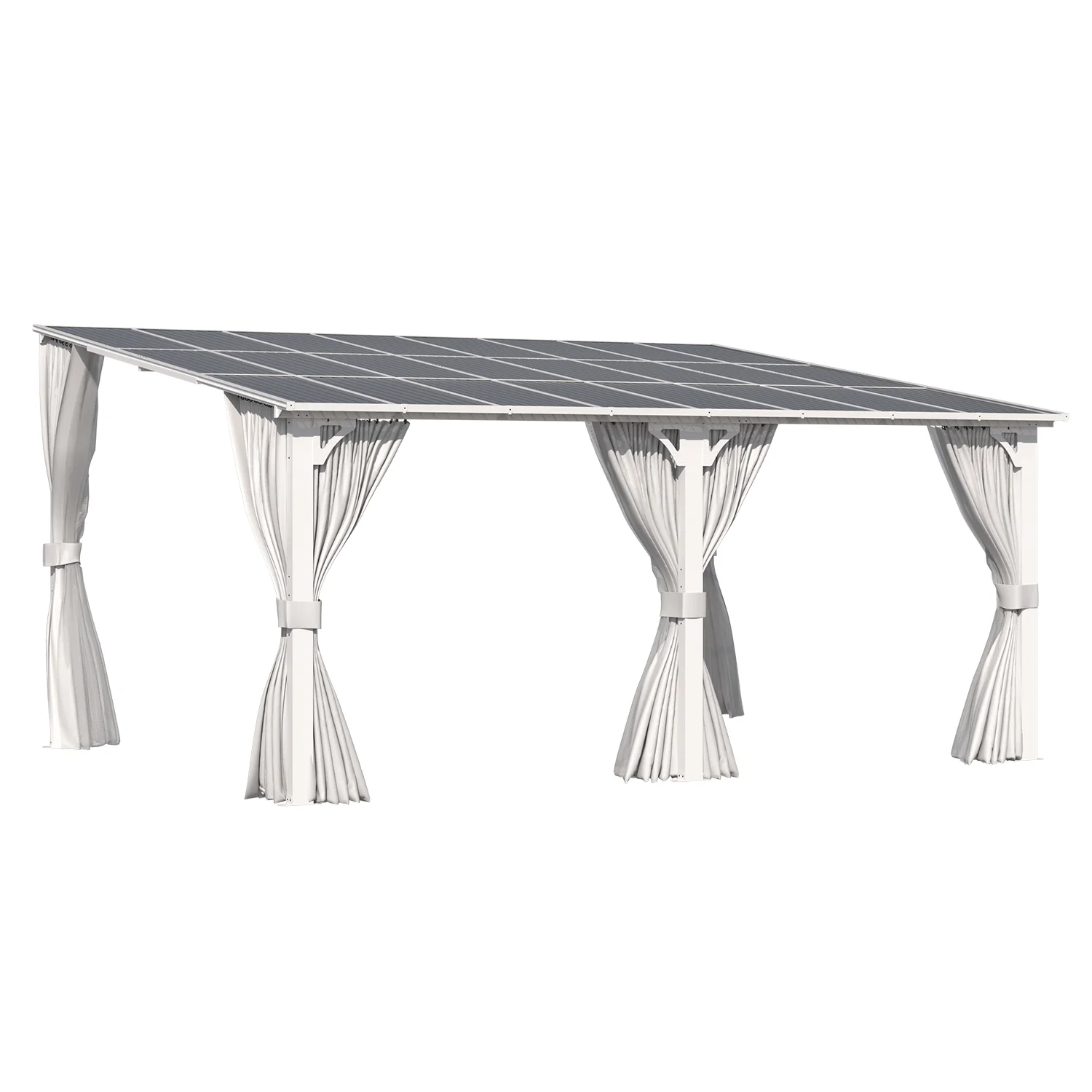 AECOJOY 16'x12' Wall Gazebo with Curtains and Mosquito Netting, White