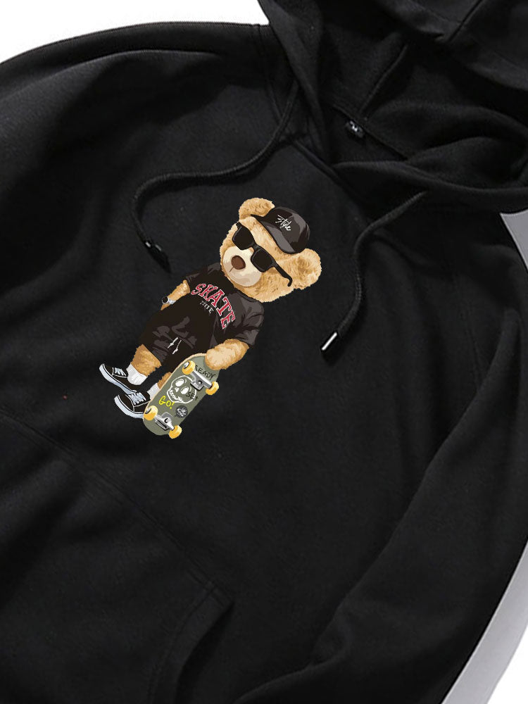 Sweat à capuche imprimé Skate Bear