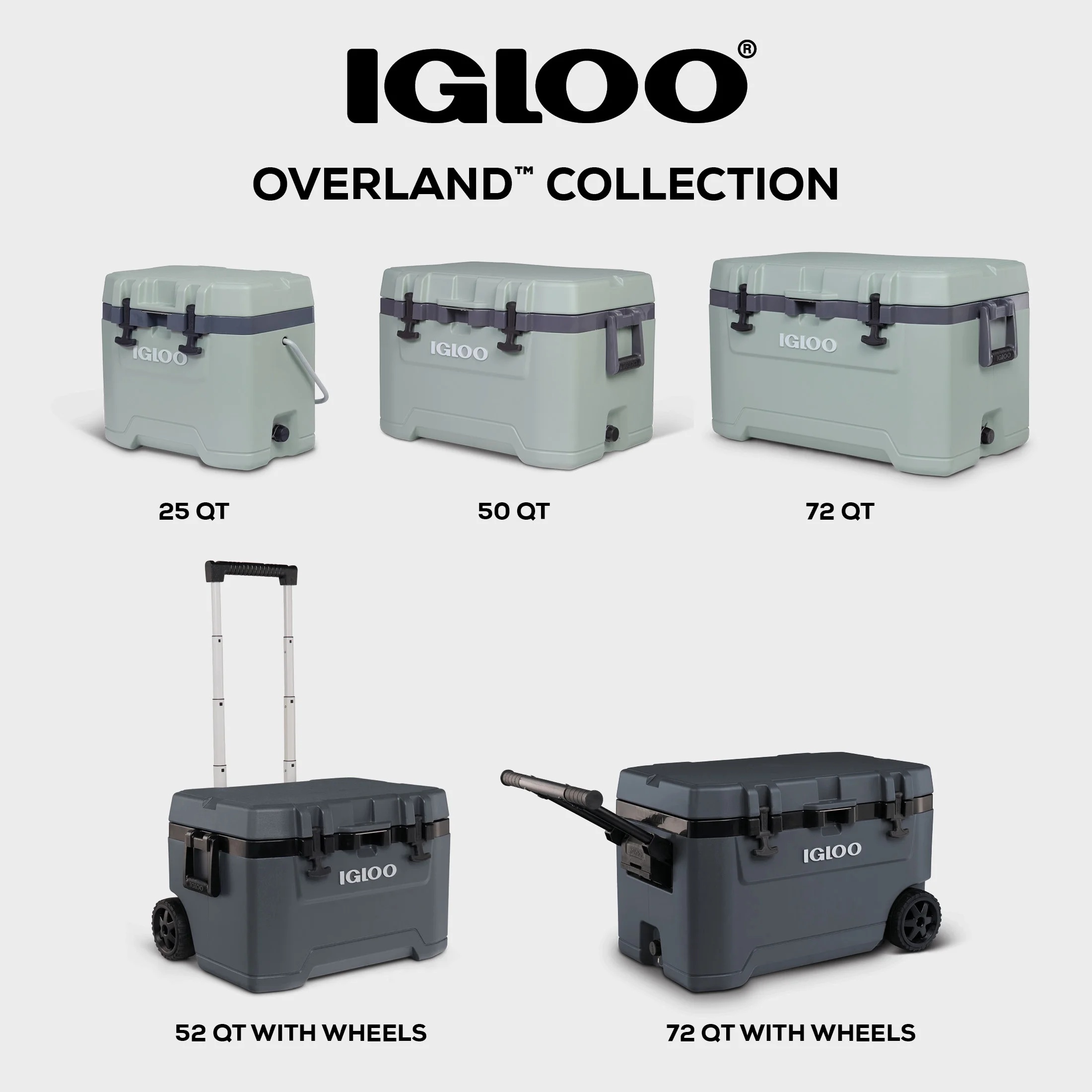 72 QT Overland Ice Chest Cooler with Wheels, Gray - Image 8