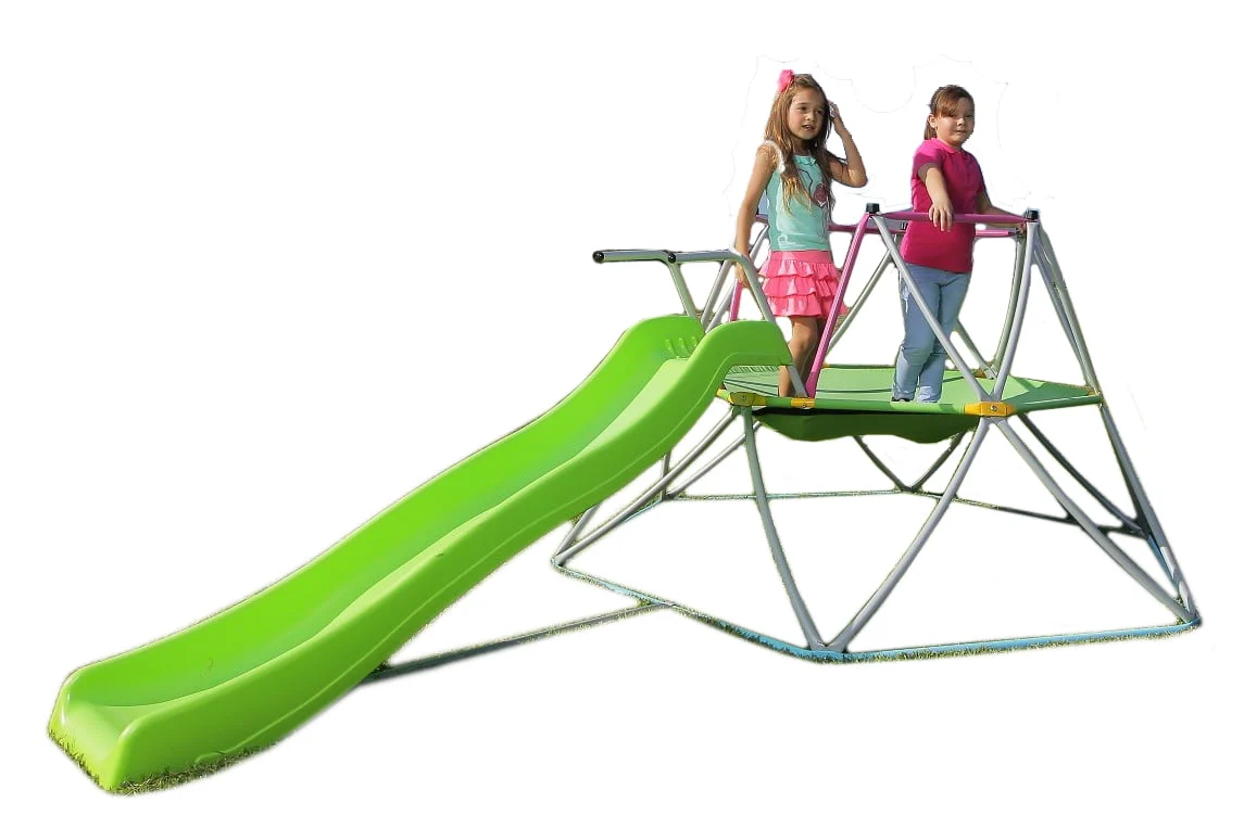 Platports Kids Dome Climber with Slide Set - Indoor Outdoor Playground - Age 3 - 10 - 55 in Mat