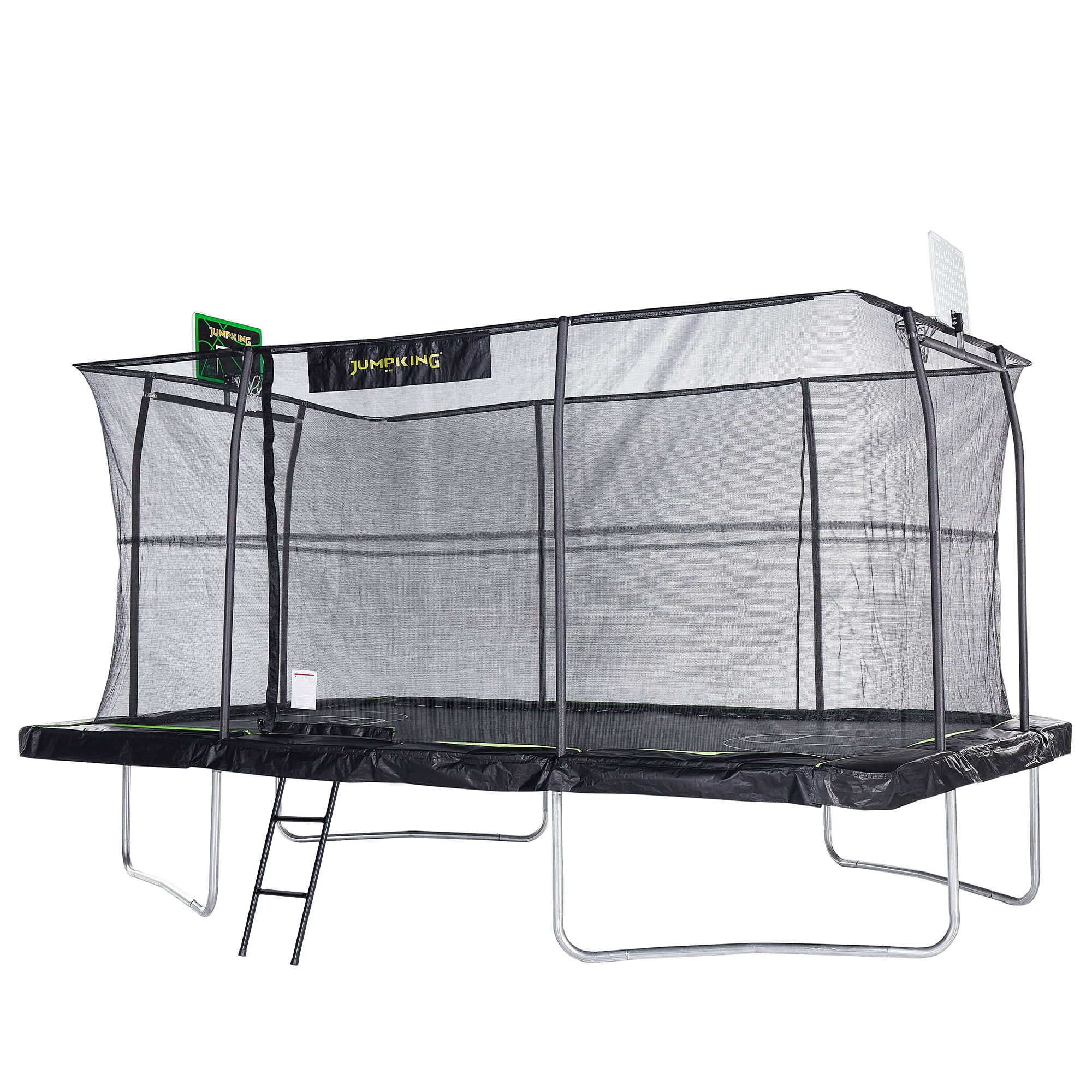 10'x15' Rectangle Trampoline with 2 Powder Coated Basketball Hoops Breakaway Rim and Ladder- Large Recreational Trampoline for Kids and Adults with Enclosure Net - Image 3