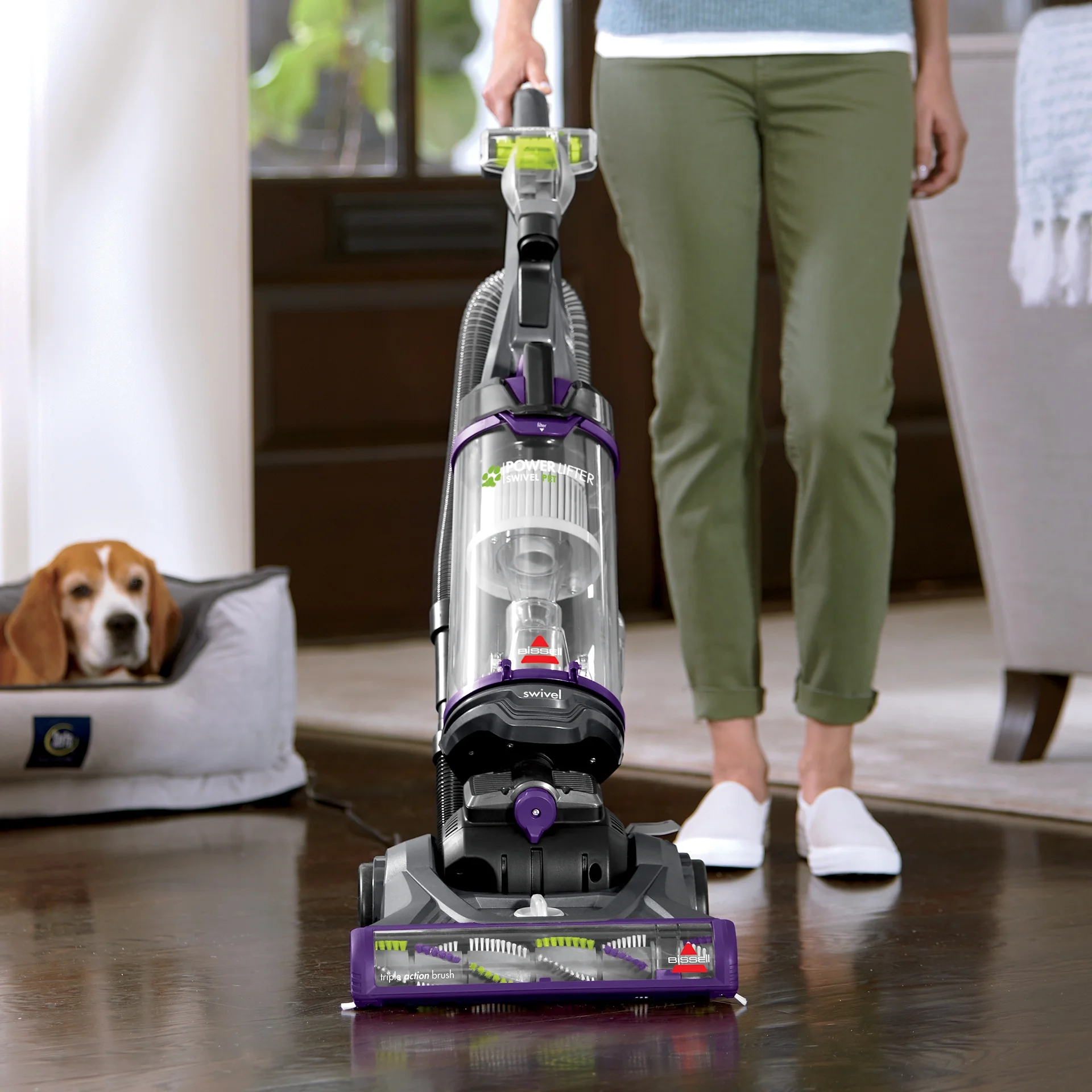 PowerLifter Swivel Pet, Bagless, Upright Vacuum, Pet Friendly, Triple Action Brush Roll, Scatter Free Technology, Swivel Steering, Edge-to-Edge Cleaning, 2260, Black Purple(Gray) - Image 4