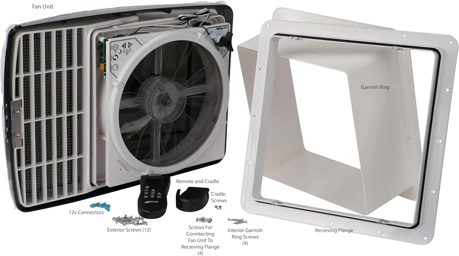 Ventilateur de plafond MaxxFan Deluxe Air 00-07500K avec télécommande - Gris fumé, Noir