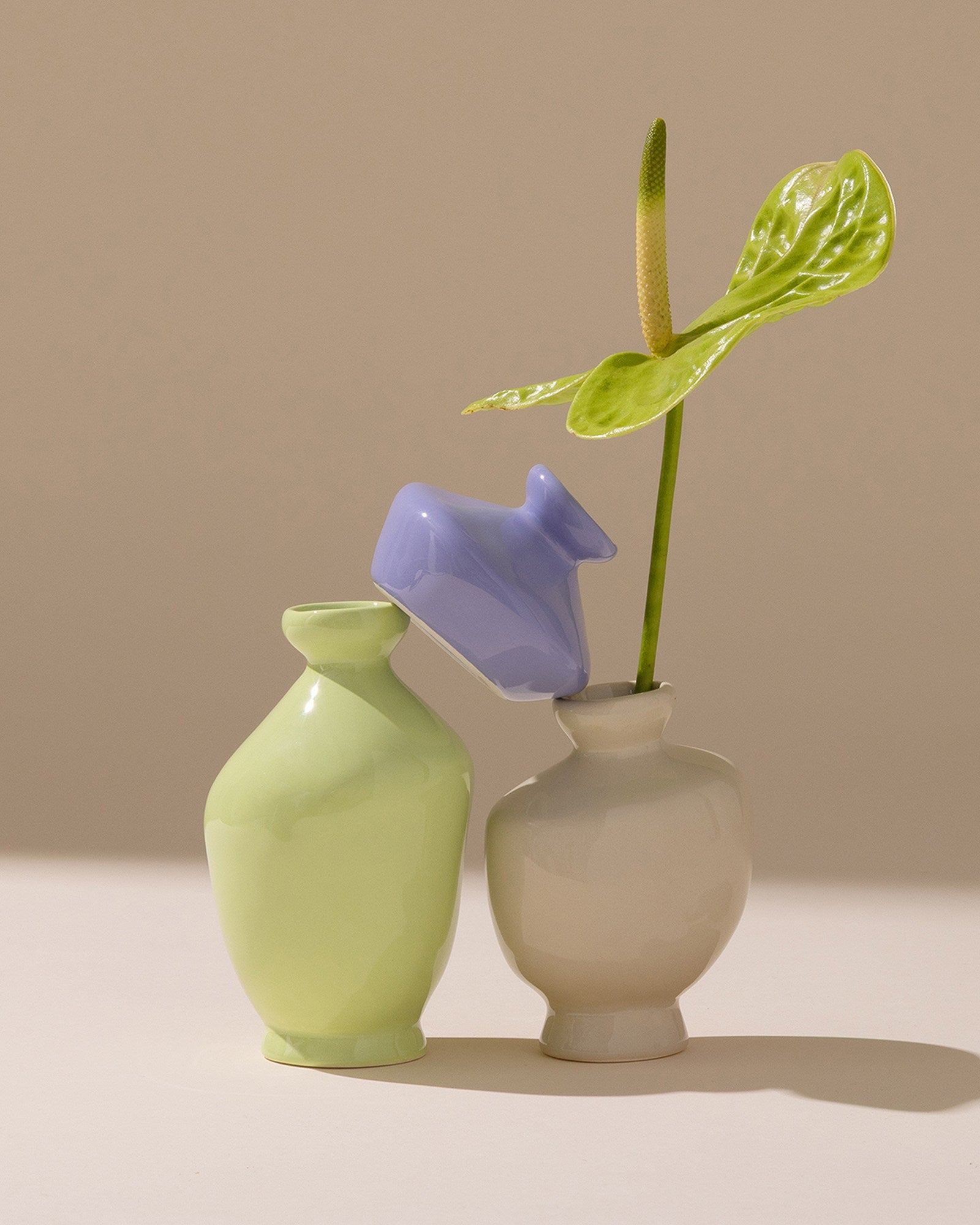 MINO - VASE S SET OF 3 CORNFLOWER SAND LIME