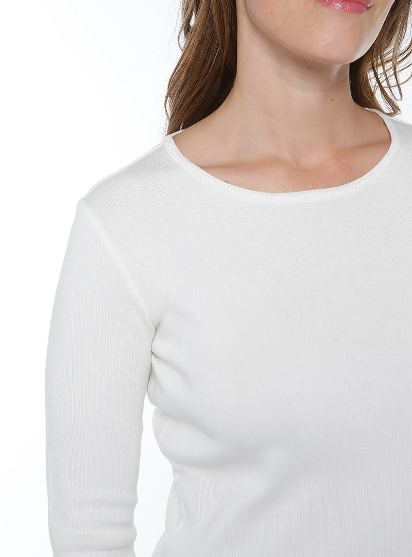 Pull femme en coton blanc crème