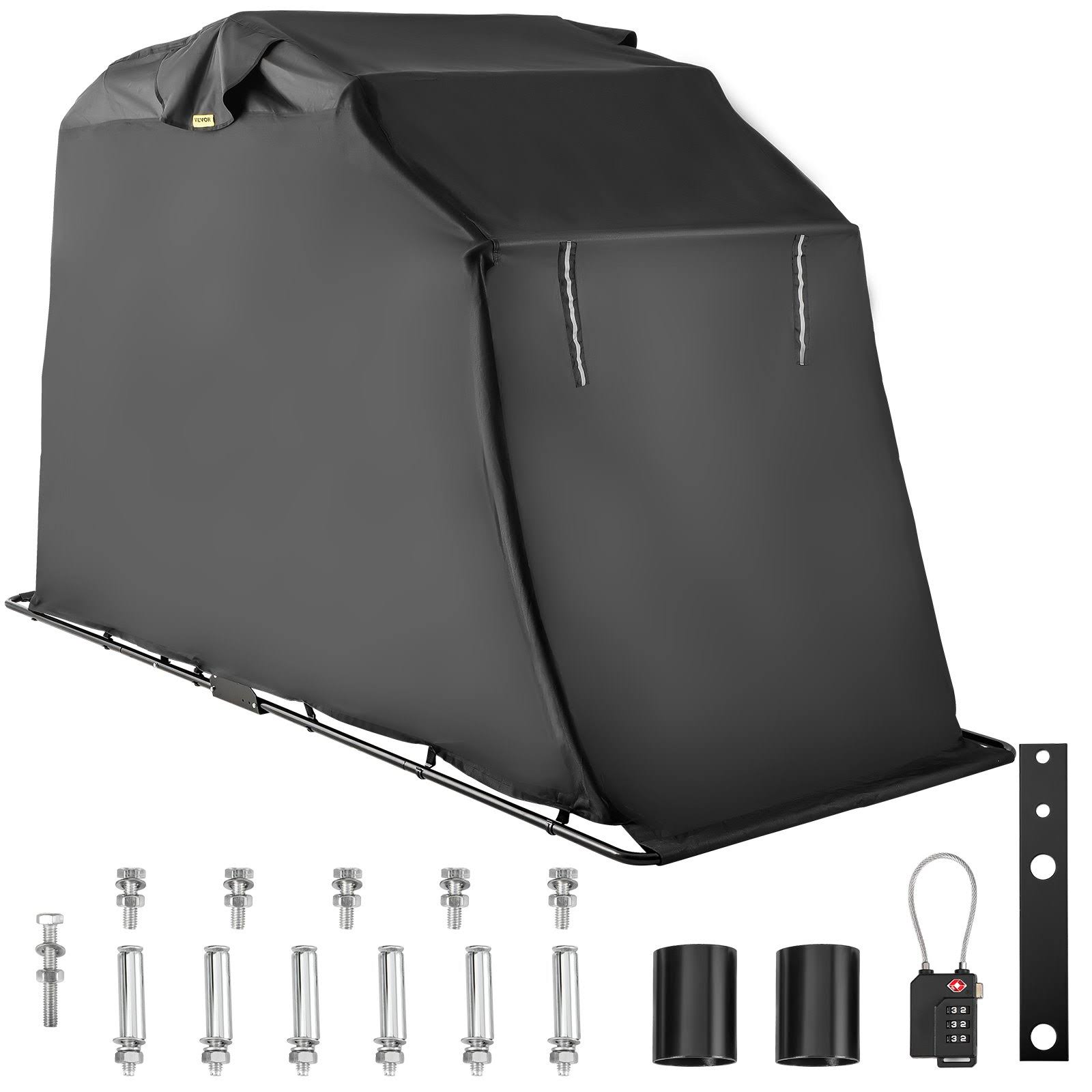 VEVOR Motorcycle Shelter, Waterproof Motorcycle Cover, Heavy Duty Motorcycle Shelter Shed, 600D Oxford Motorbike Shed Anti-UV, 133.9x53.9x76.8 inch