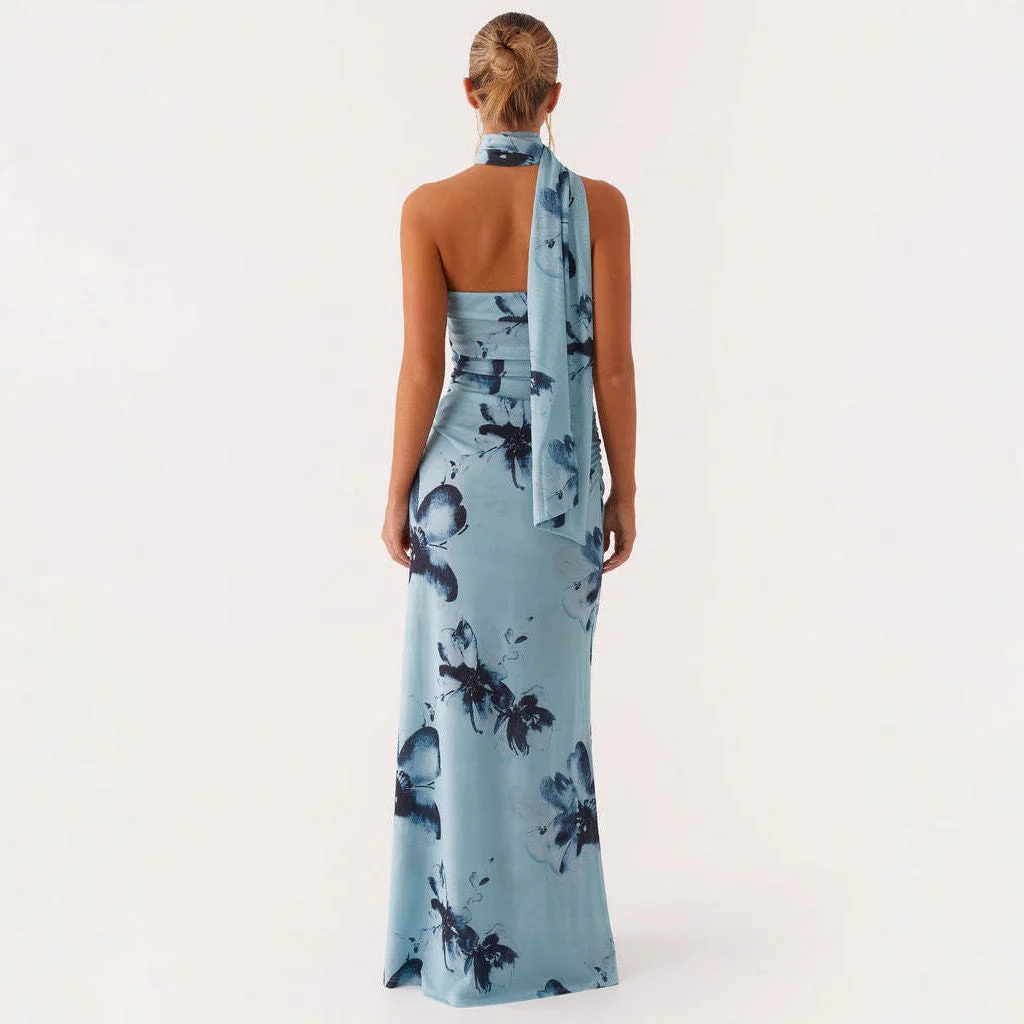 Robe longue fleurie d'été pour femme