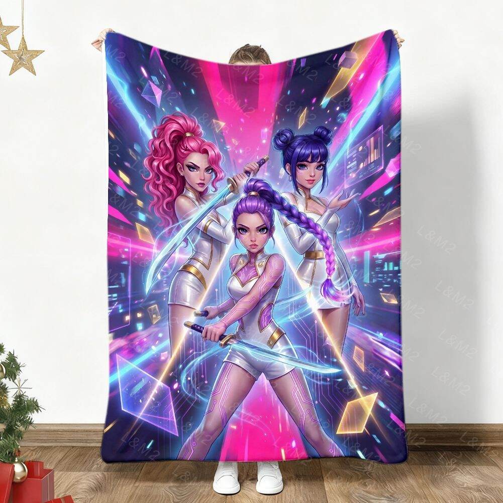 1 piece K-Pop girl group style printed flannel blanket, Kpop throw blanket, perfect for sofa, bed, or couch decoration, comfortable home decor for autumn and winter, modern style, suitable for all seasons, seasonal home decoration - wanlinfang