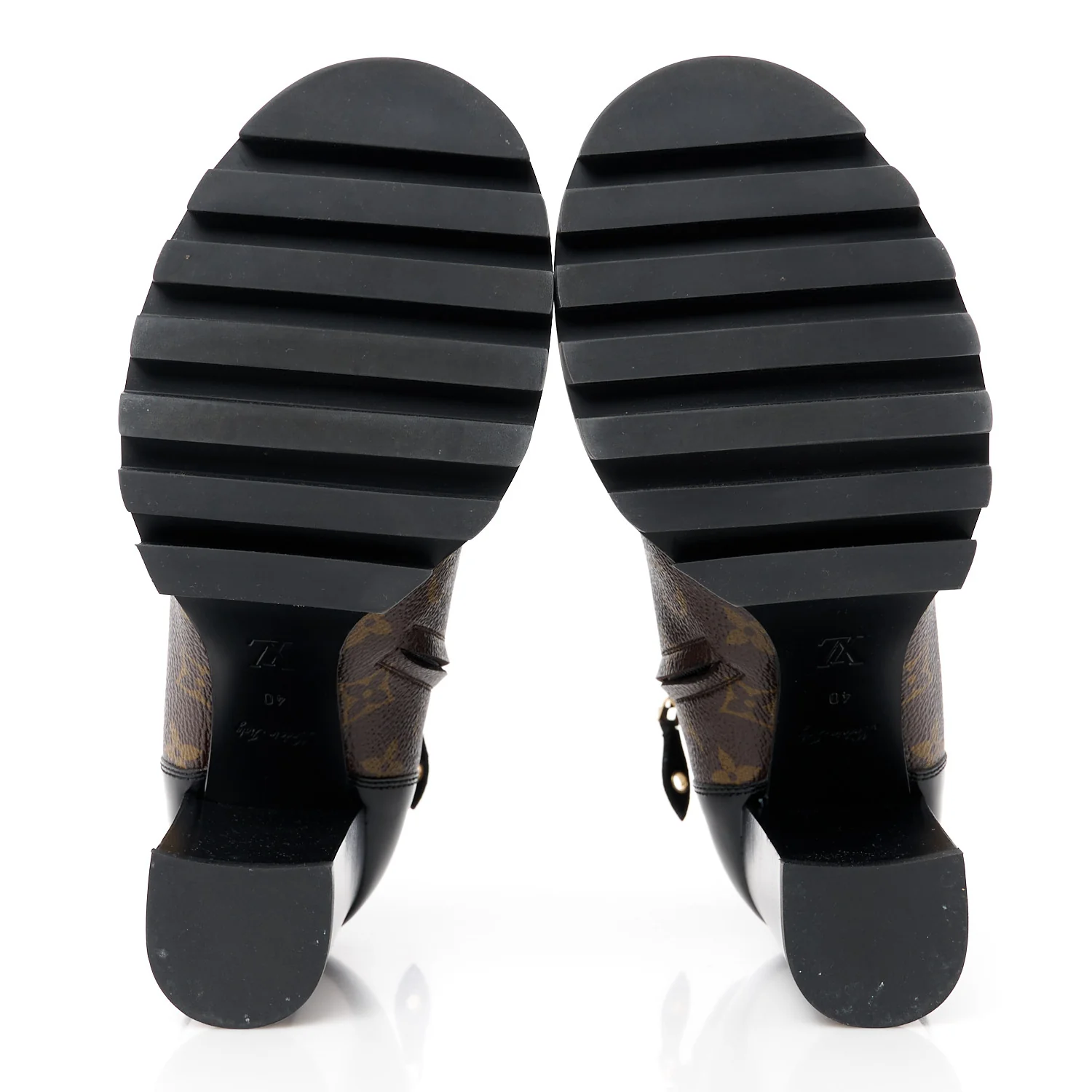 Patent Calfskin Monogram Star Trail Ankle Boots 40 Black