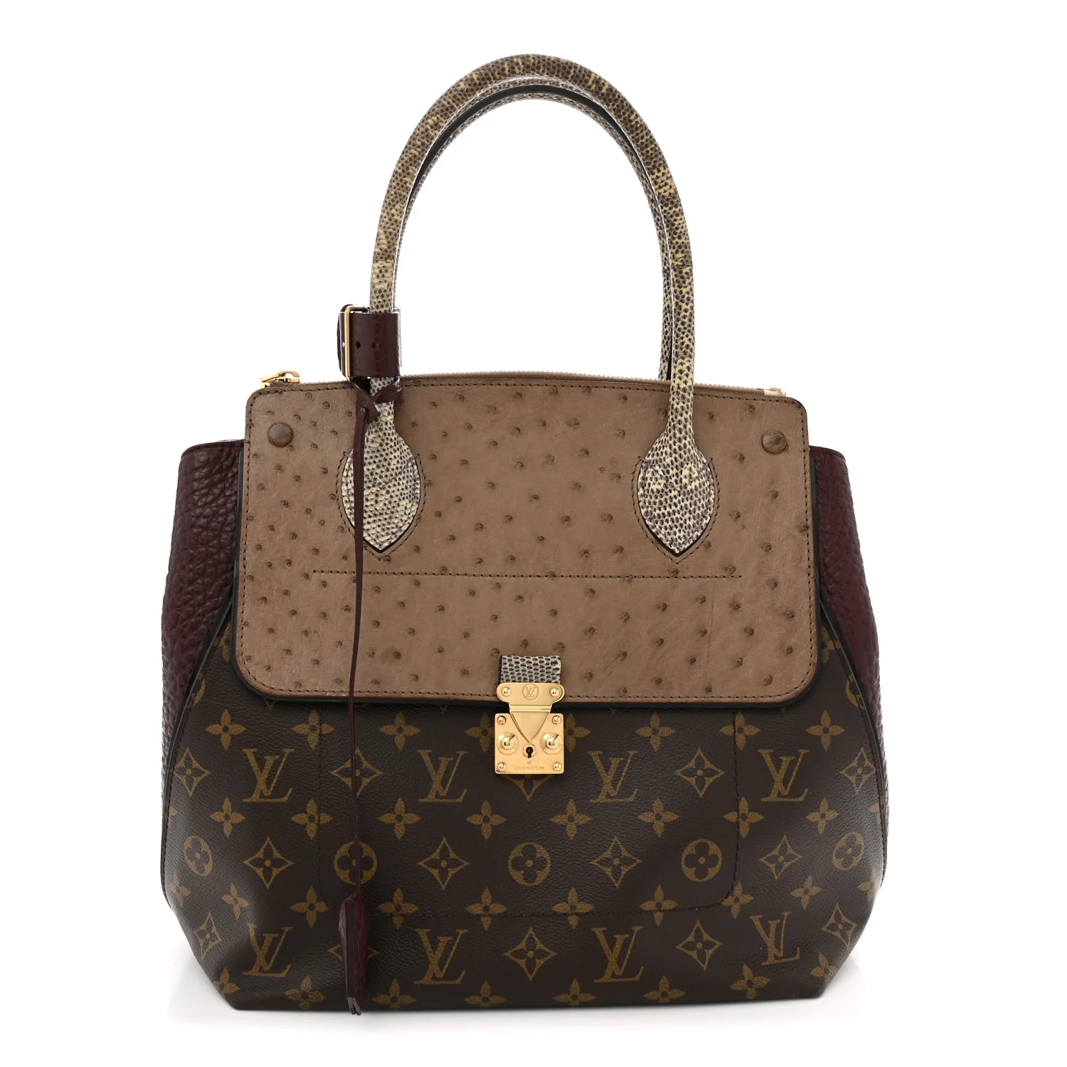 Ostrich Lizard Majestueux Tote MM Bordeaux
