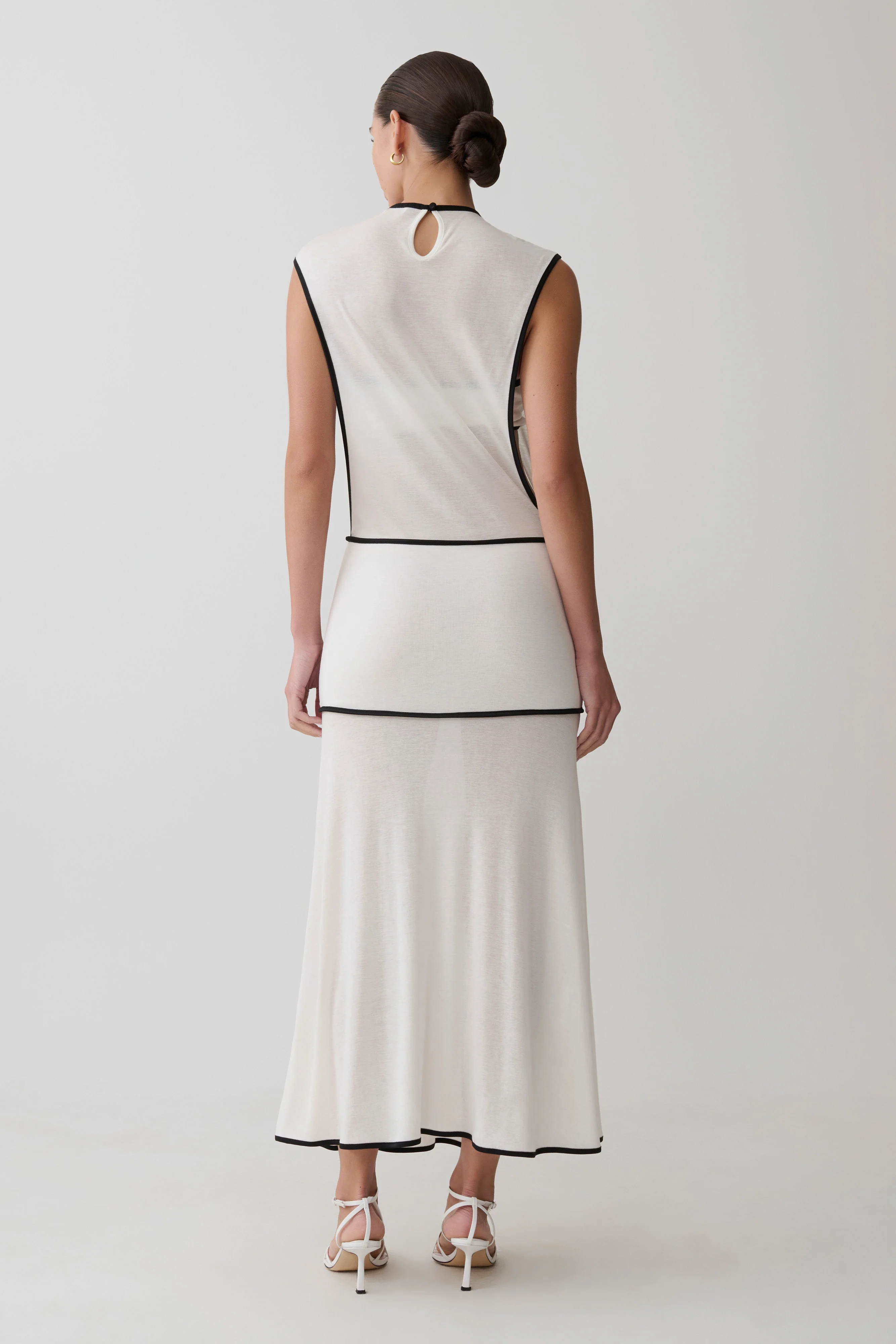 Aris Sleeveless Sheer Maxi Dress - Black/White