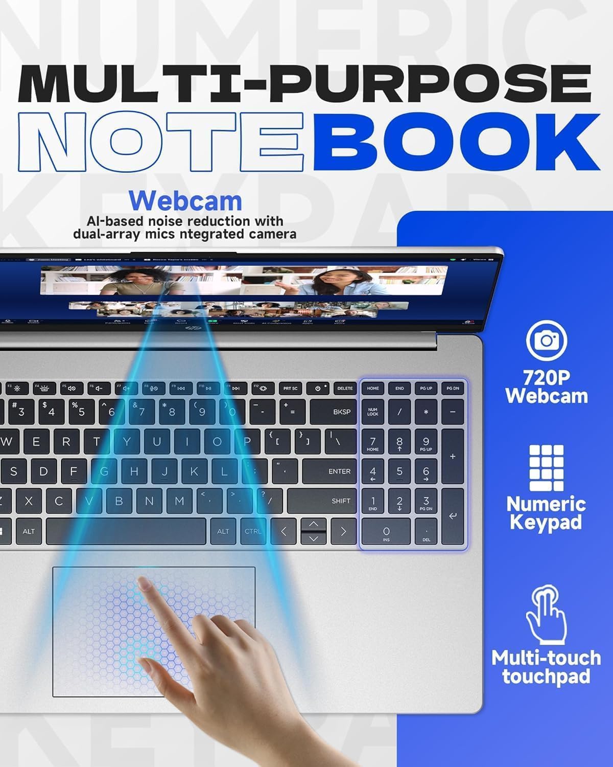 HP New 15.6 inch Laptop Computer  2026 Edition  Intel High-Performance 4 cores N100 CPU  128GB SSD  Copilot AI  Windows 11 Pro with Office 365 for The Web  no Mouse