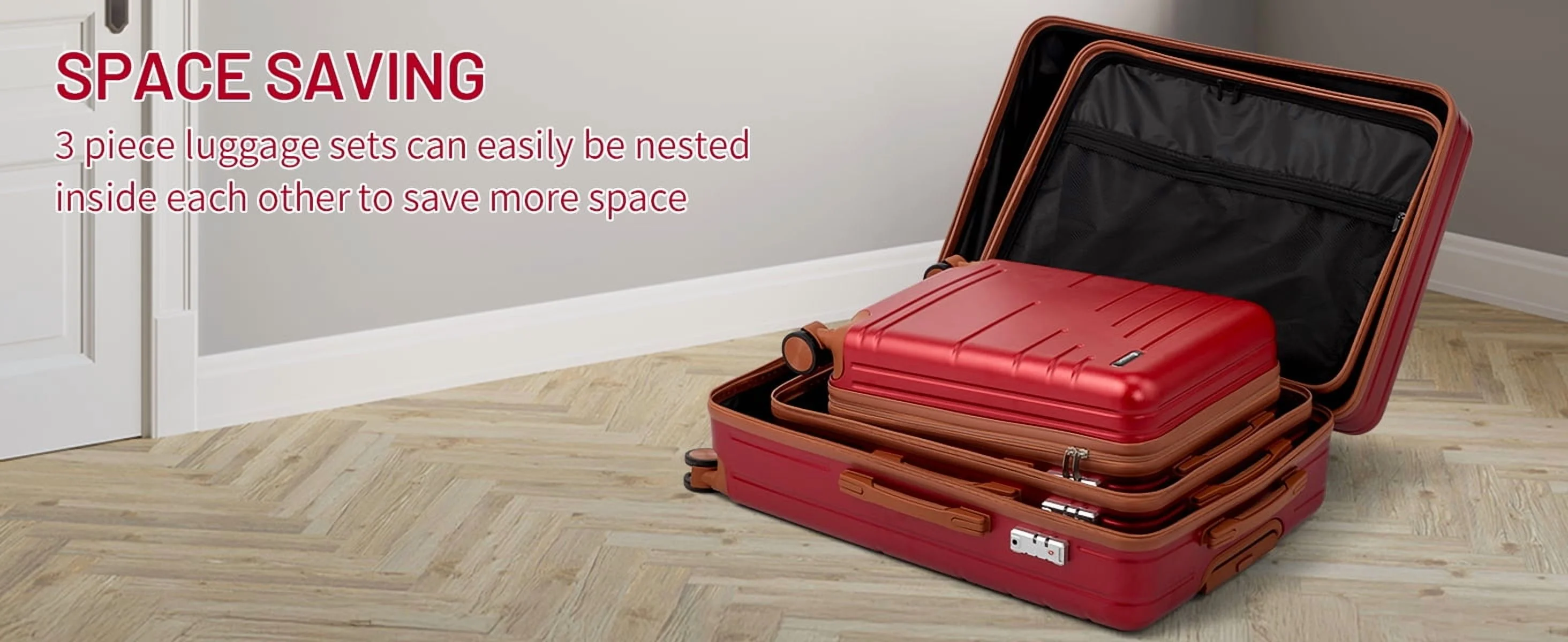 Zimtown Luggage 3 Piece Set Suitcase ABS Hardside Lightweight with TSA Lock Spinner Wheels, Beige