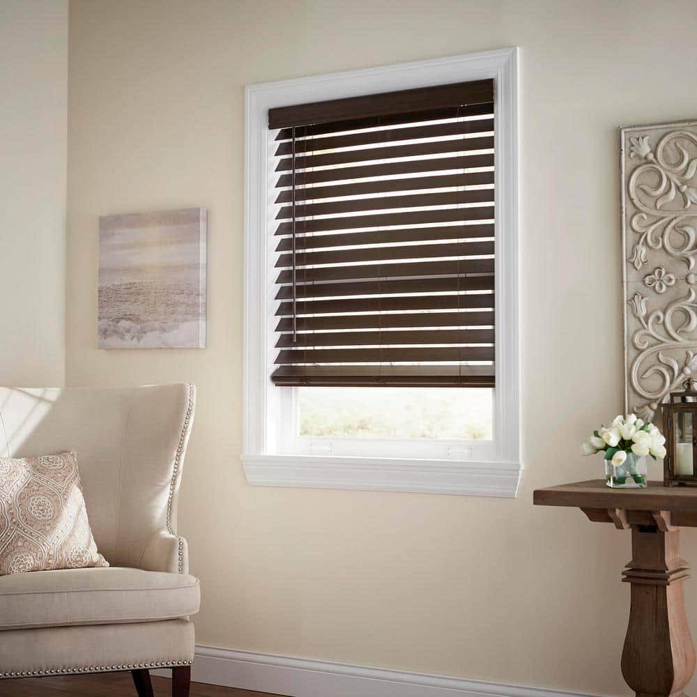 Home Decorators Collection Espresso Cordless Room Darkening 2.5 in. Premium Faux Wood Blind for Window - 29 in. W x 48 in. L, BR