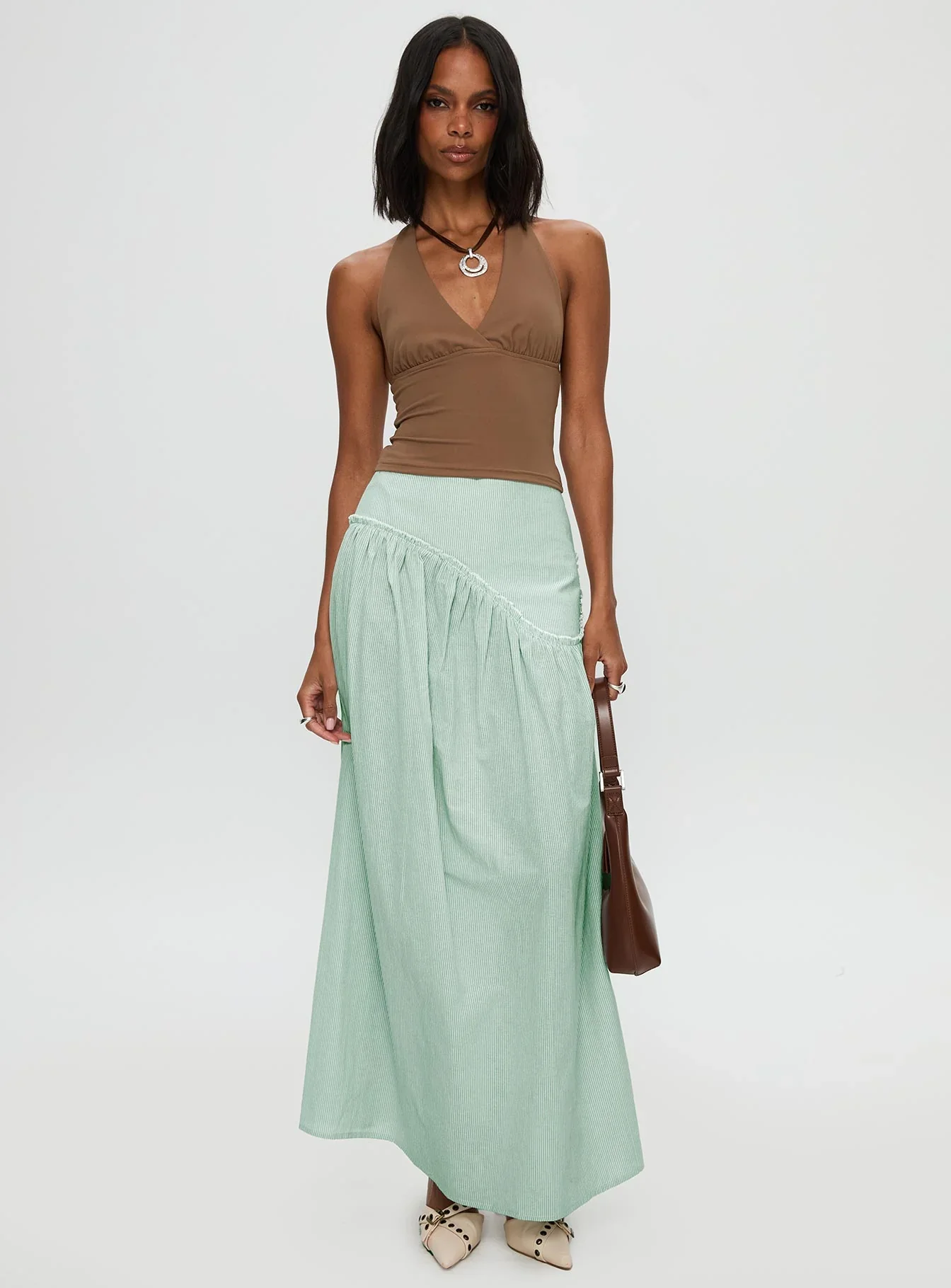 Yasemine Maxi Skirt Green White