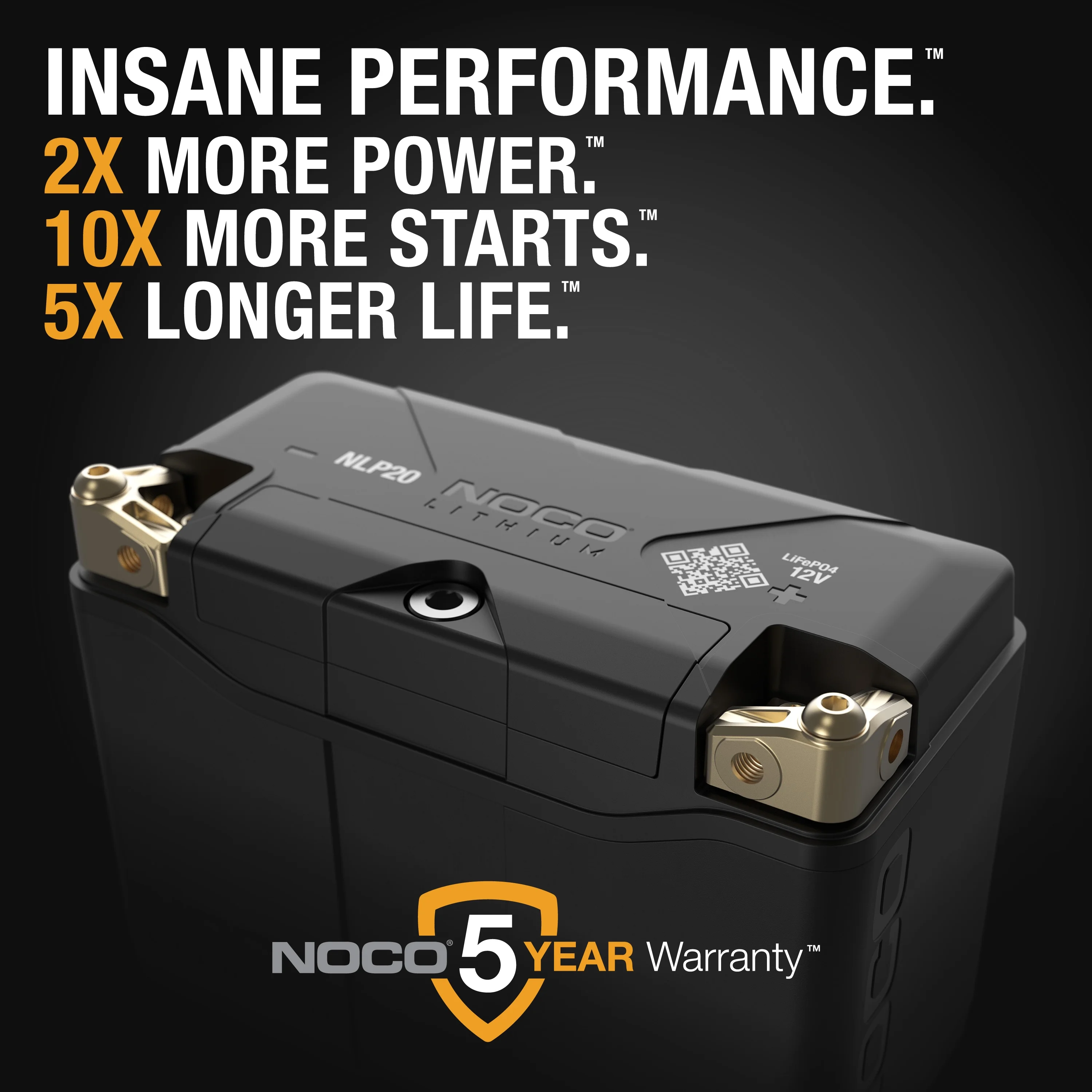 Lithium NLP20: Group 20 600A 12V 7Ah Lithium Powersport Battery - Image 2