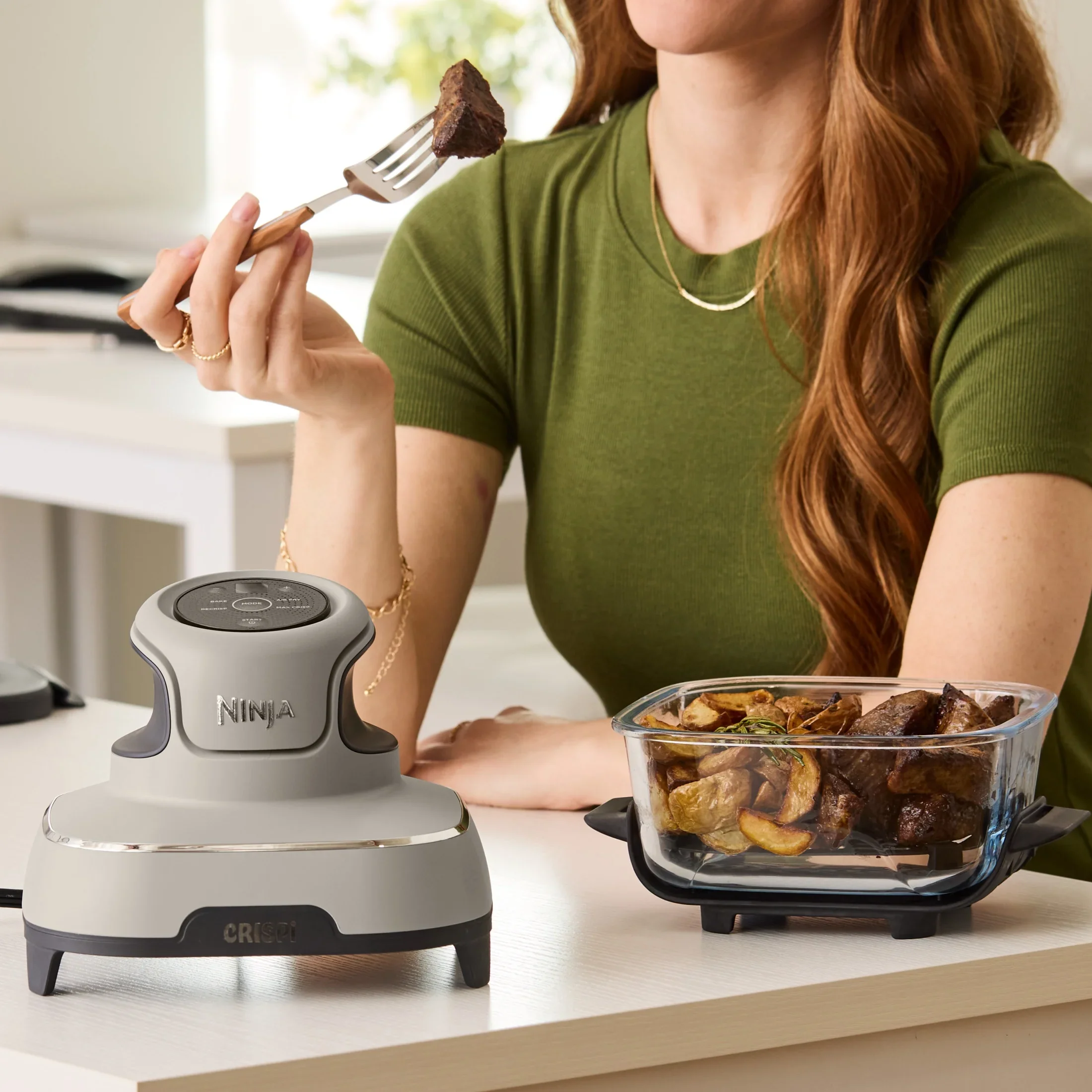 Ninja Crispi 4-in-1 Portable Glass Air Fryer Cooking System, 4-Qt & 6-Cup Containers, Cyberspace
