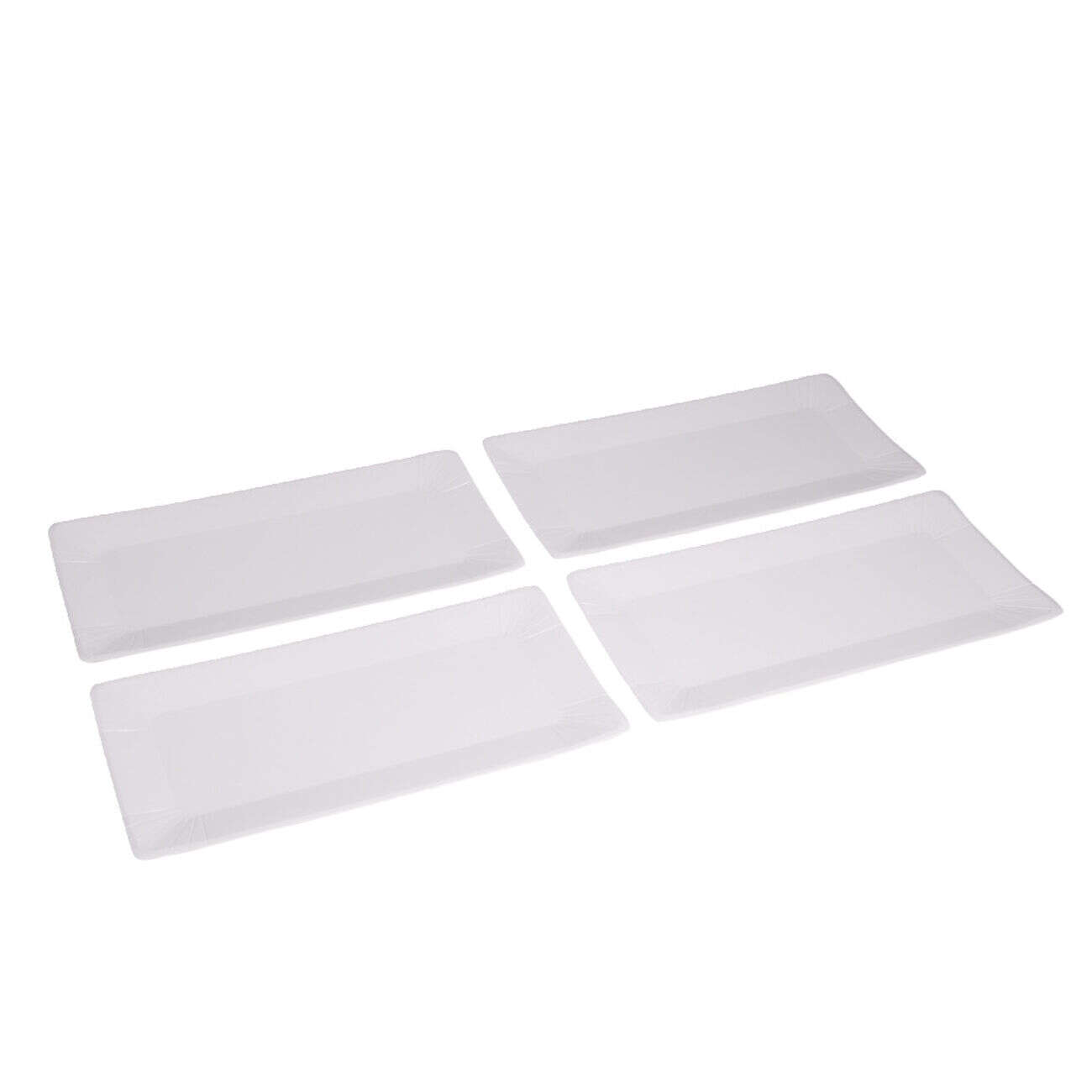 Plateau de présentation rectangulaire x4 carton métallisé blanc 19x37cm