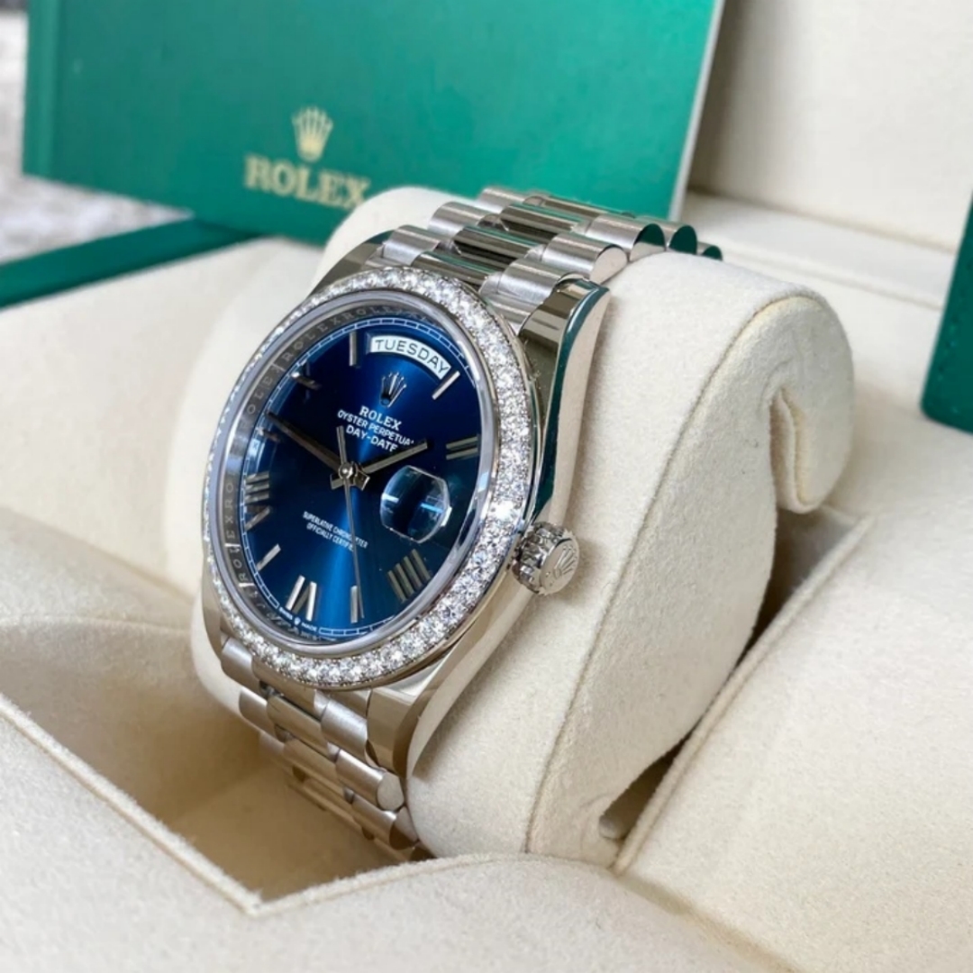 [Super Clone]RLX  Day-Date 40mm 228349RBR-0005 Bright Blue Dial President Bracelet