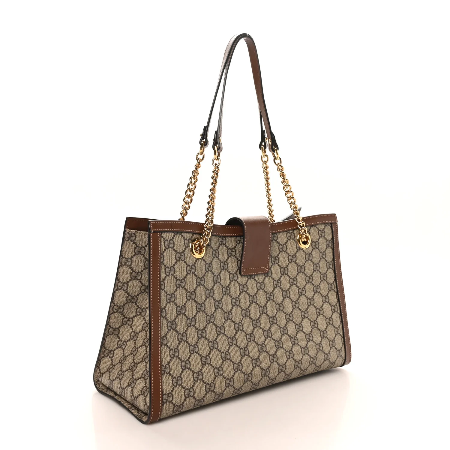 GG Supreme Monogram Medium Padlock Tote Beige Cuir