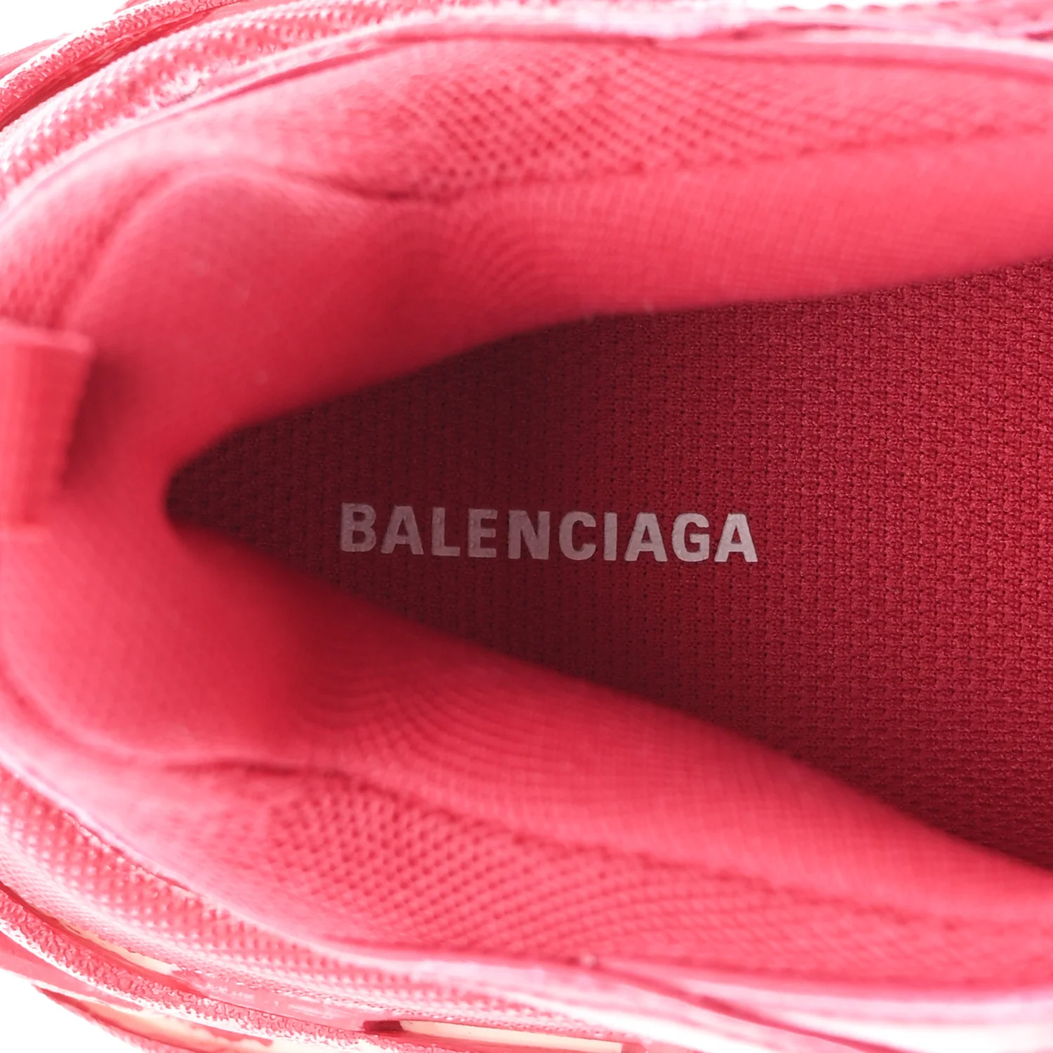 Fabric Mesh Faded Washed Womens Triple S Sneakers 38 Red