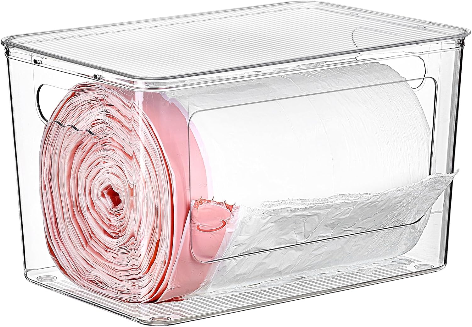 Vtopmart 2 Pack Clear Trash Bag Holder, Stackable Garbage Bag Dispenser