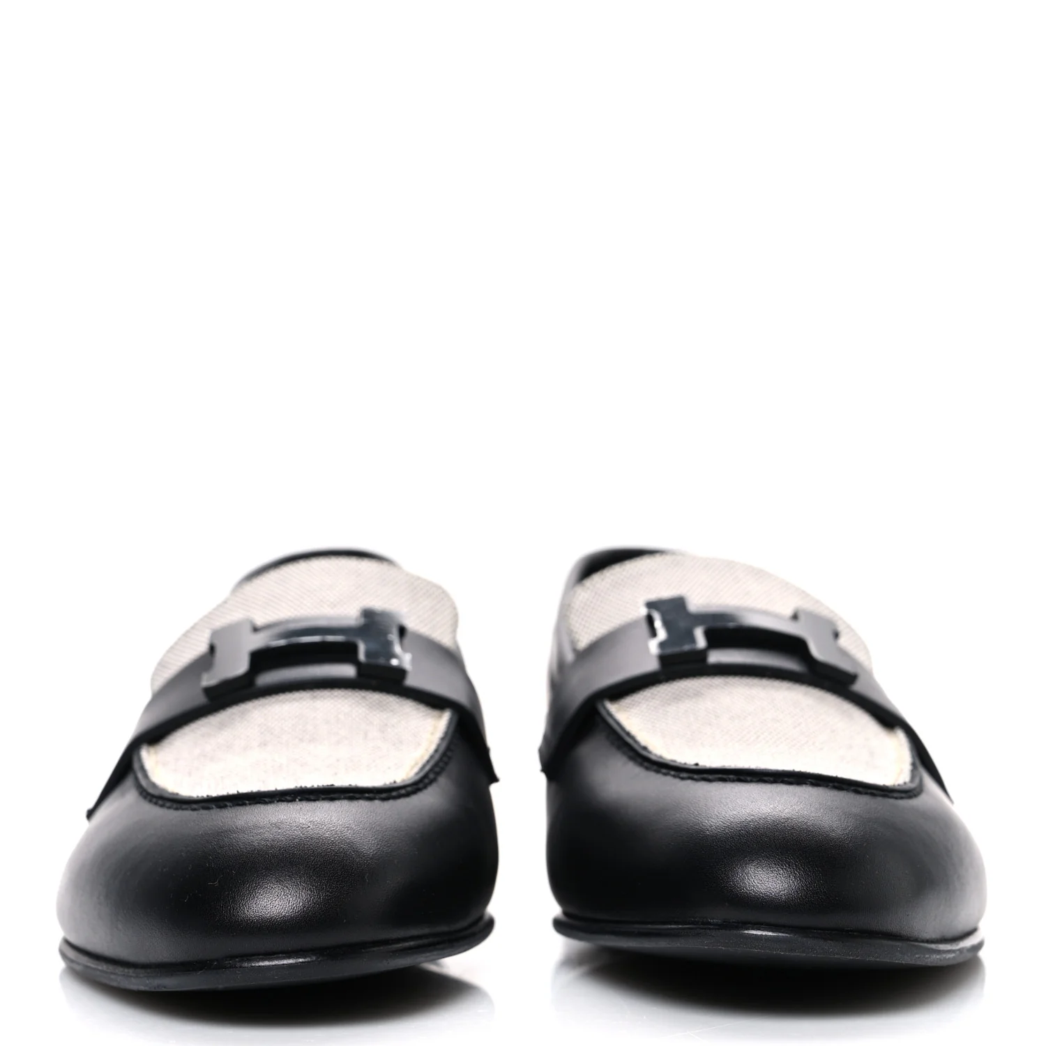 Toile De Coton Calfskin Womens Paris Loafers 37 Black Prunoir