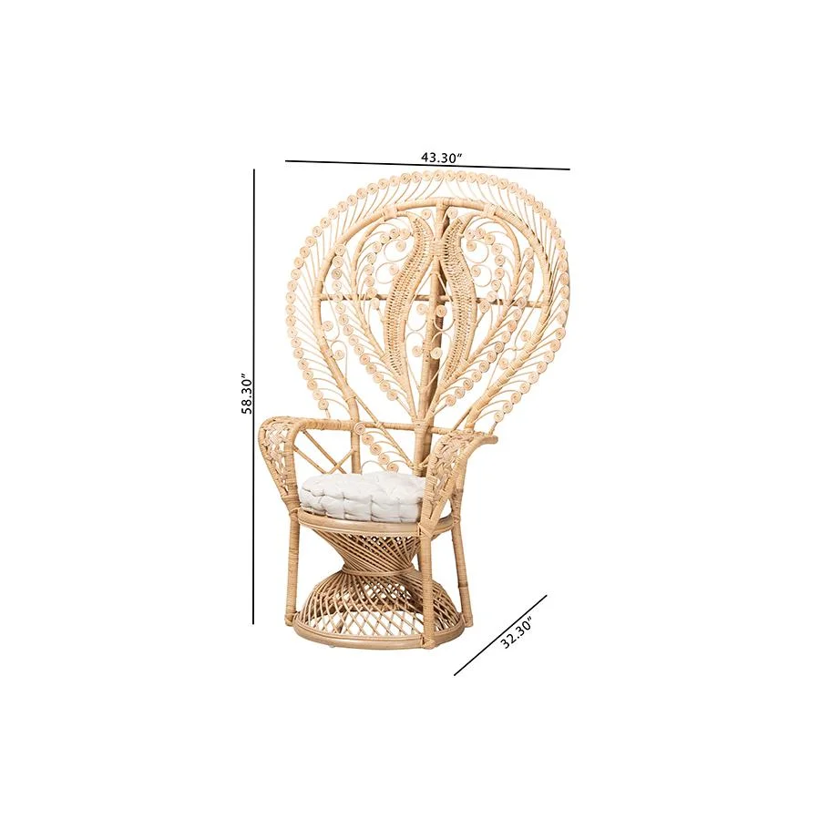 Bali & Pari Fedra Modern Bohemian Natural Brown Rattan Peacock Accent Chair
