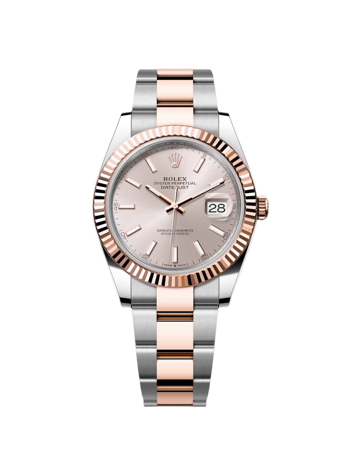 【Super Clone】RLX Datejust 41mm 126331 Sundust Index Oyster Steel and Everose Gold Watch