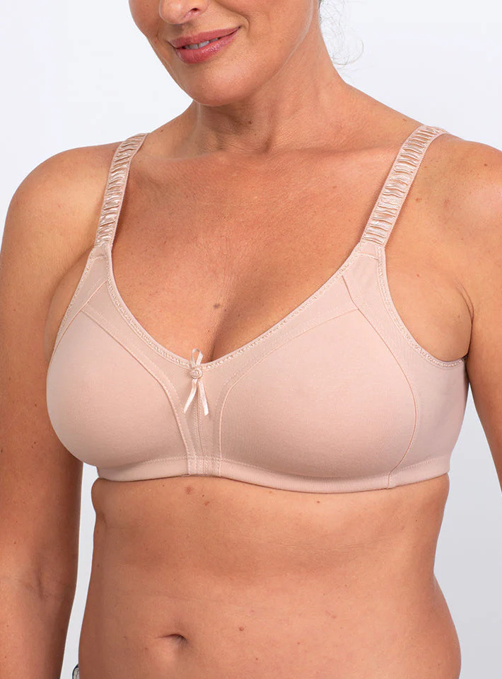 Soutien-gorge sans armatures en coton rose poudre