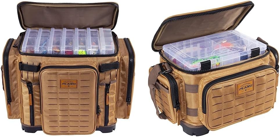 Premium Tackle Storage with No Slip Base and Included stows, Khaki with Brown and Black Trim