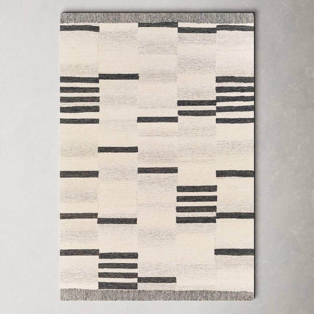 Uptown Striped Handmade Tufted Wool Cream/Black Area Rug AllModern Rug Size: Rectangle 6' x 9'