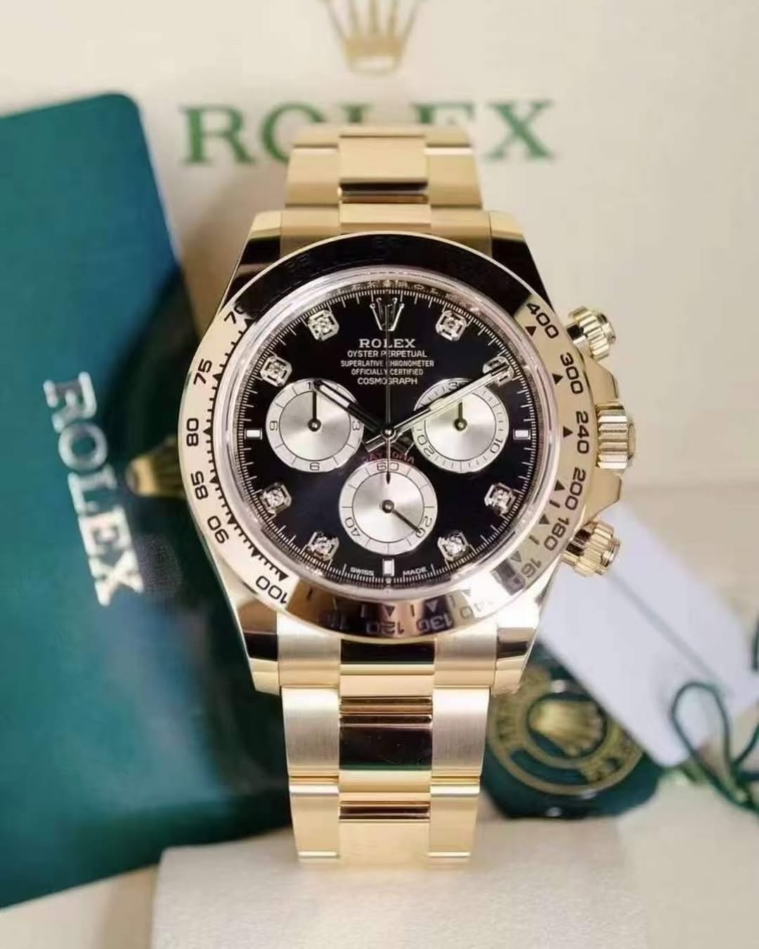 [Super Clone]Rolex Daytona Yellow Gold / Ceramic / Black / Diamond-Set / Oyster m126508-0003