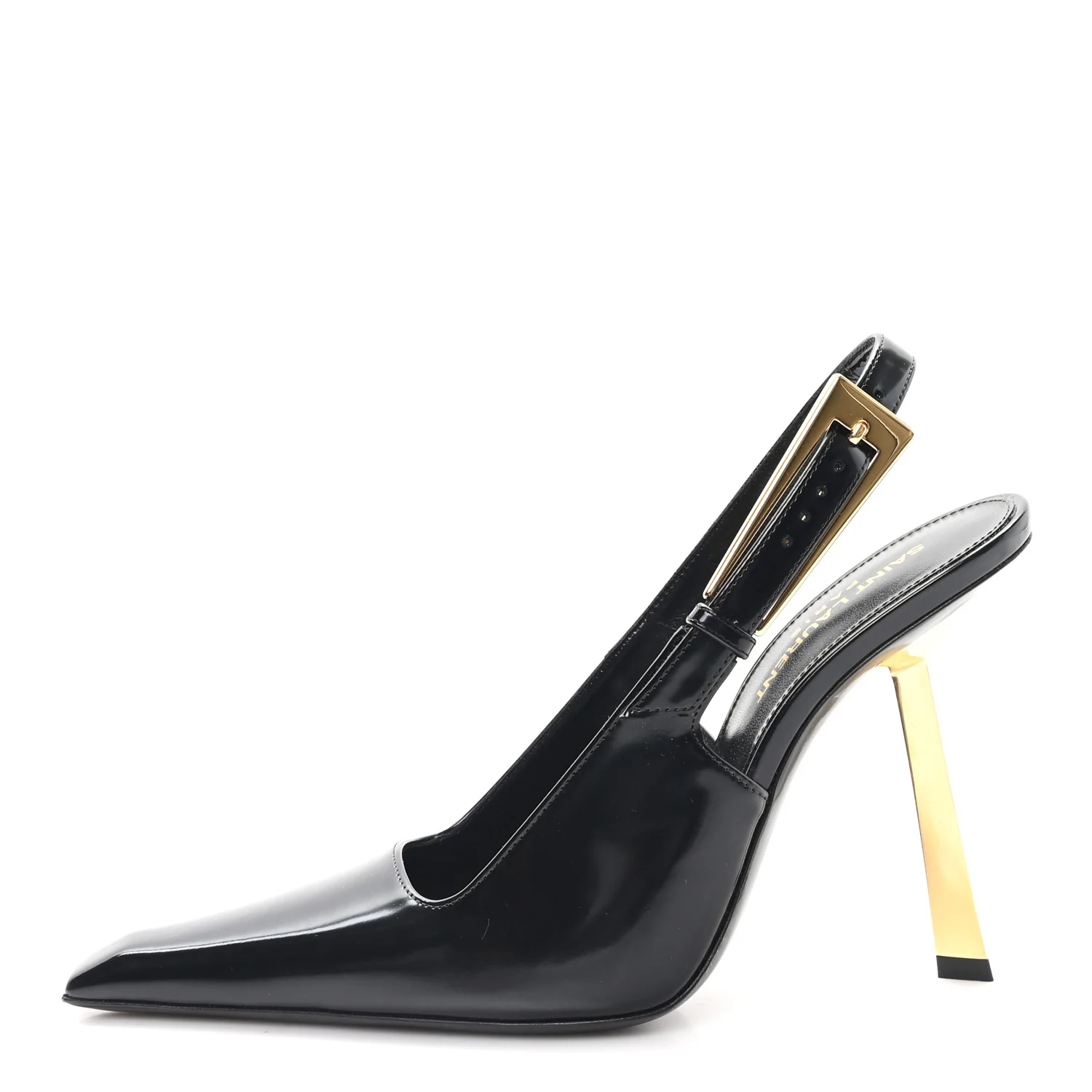 Glazed Calfskin Lee 110 Slingback Pumps 36.5 Black