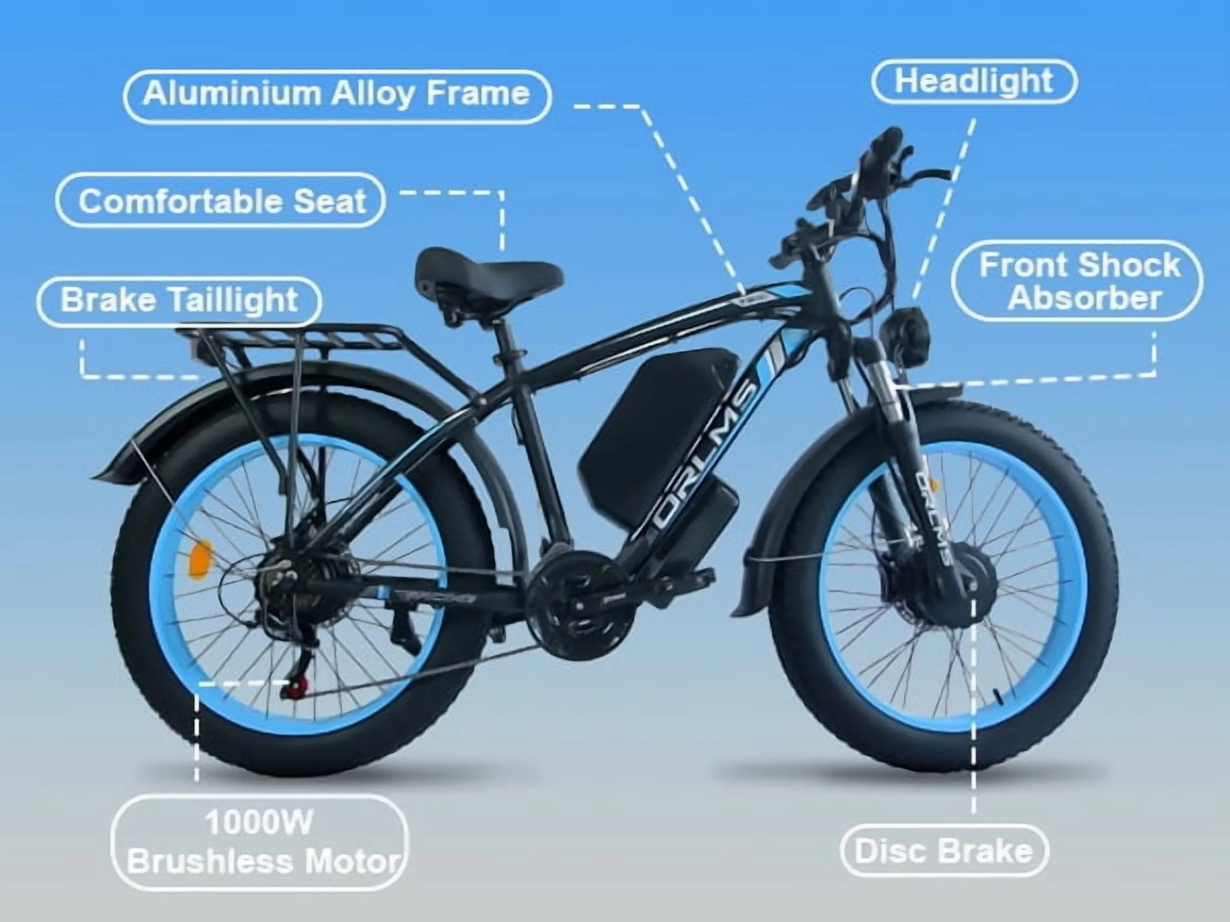5000W-Electric-Bike for Adults-Men, Dual-Motor-Ebike 50MPH-Hunting-Ebike, 60V 25AH Long Range Dirtbike, 26" x 4.0 Fat-Tire-Electric-Bicycle,AWD 21-Speed Mountain Bike for Off-Road Snow Sand - Image 8