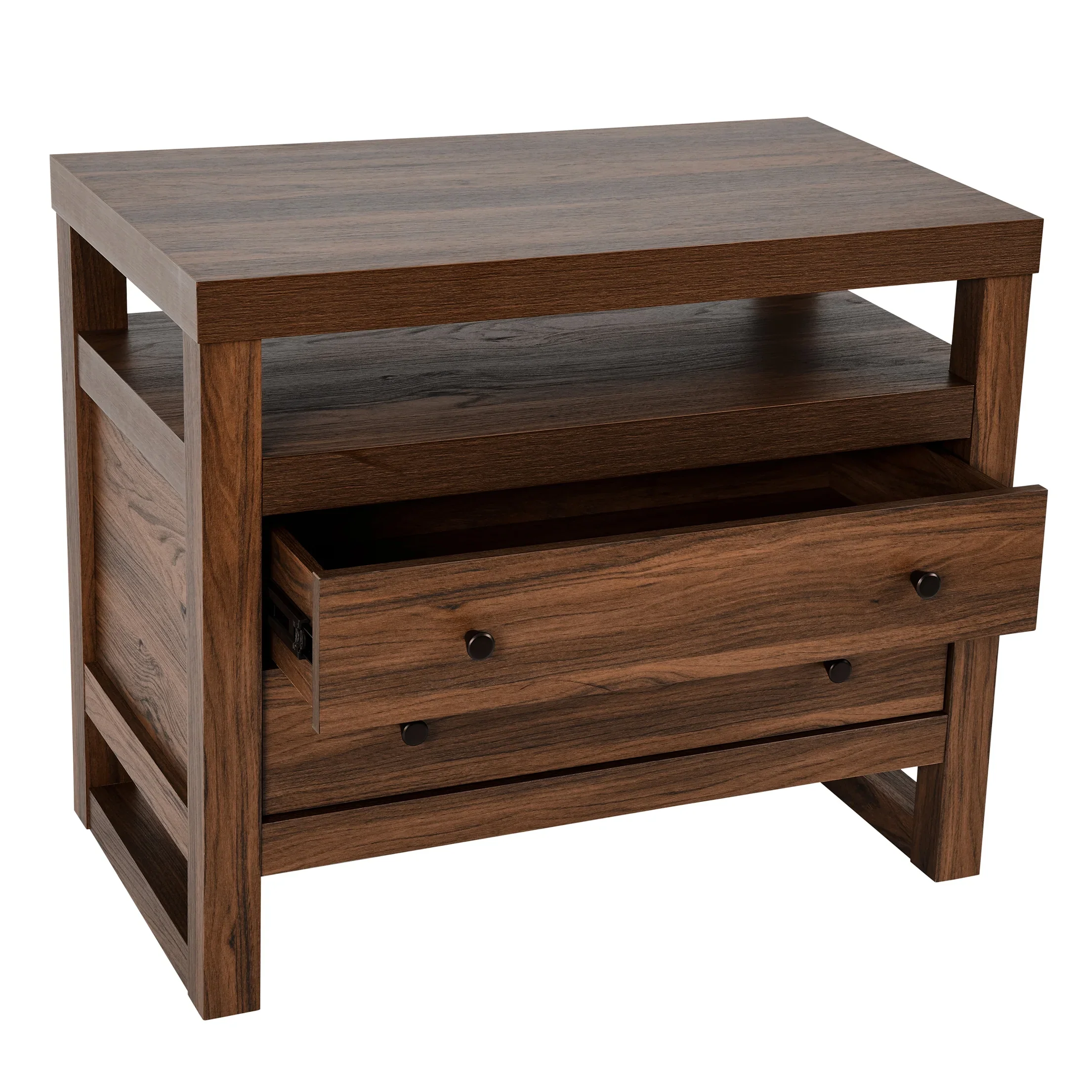 Better Homes & Gardens Ezra 2-Drawer Nightstand, Rich Black Finish